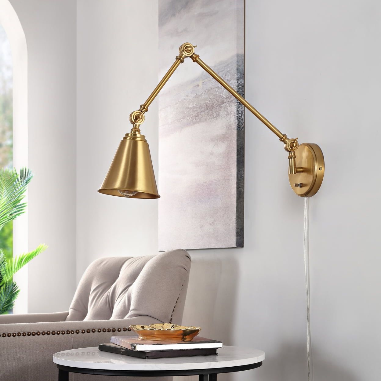 Ezra Brass Gold Adjustable Arm Wall Sconce