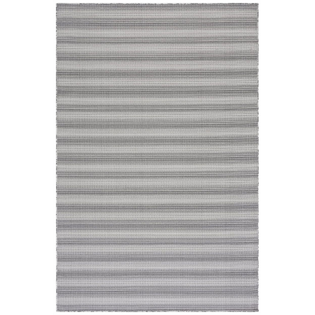 Modern Hand-Knotted Striped Black and Grey 8' x 10' Wool Blend Rug