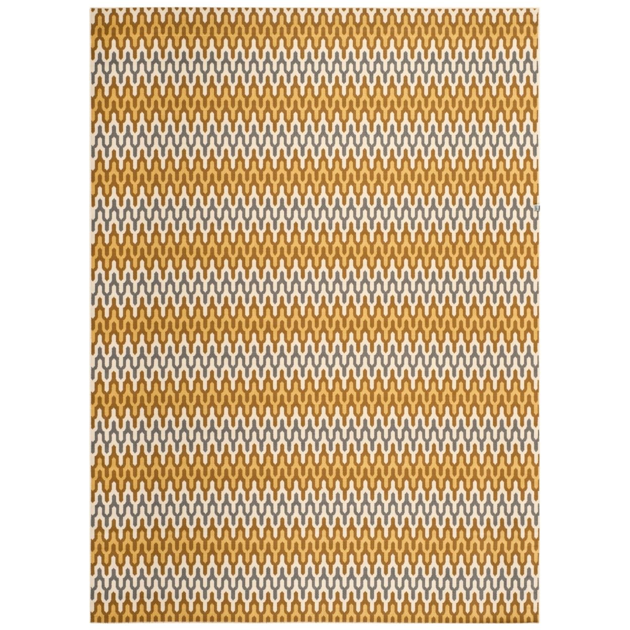 Camel and Brown Geometric Synthetic Outdoor Area Rug