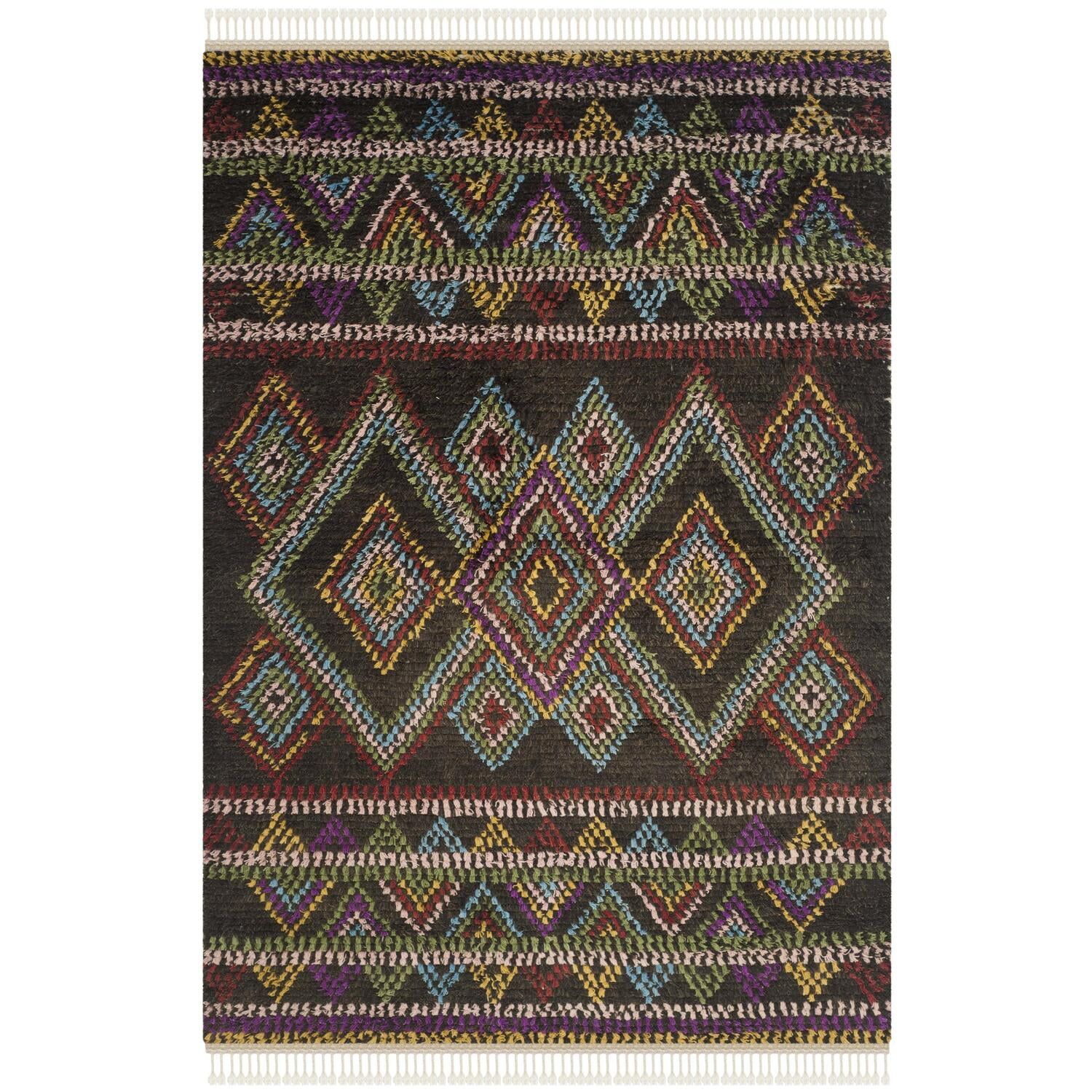 Multicolor Hand-Knotted Wool Boho-Chic Area Rug 6' x 9'