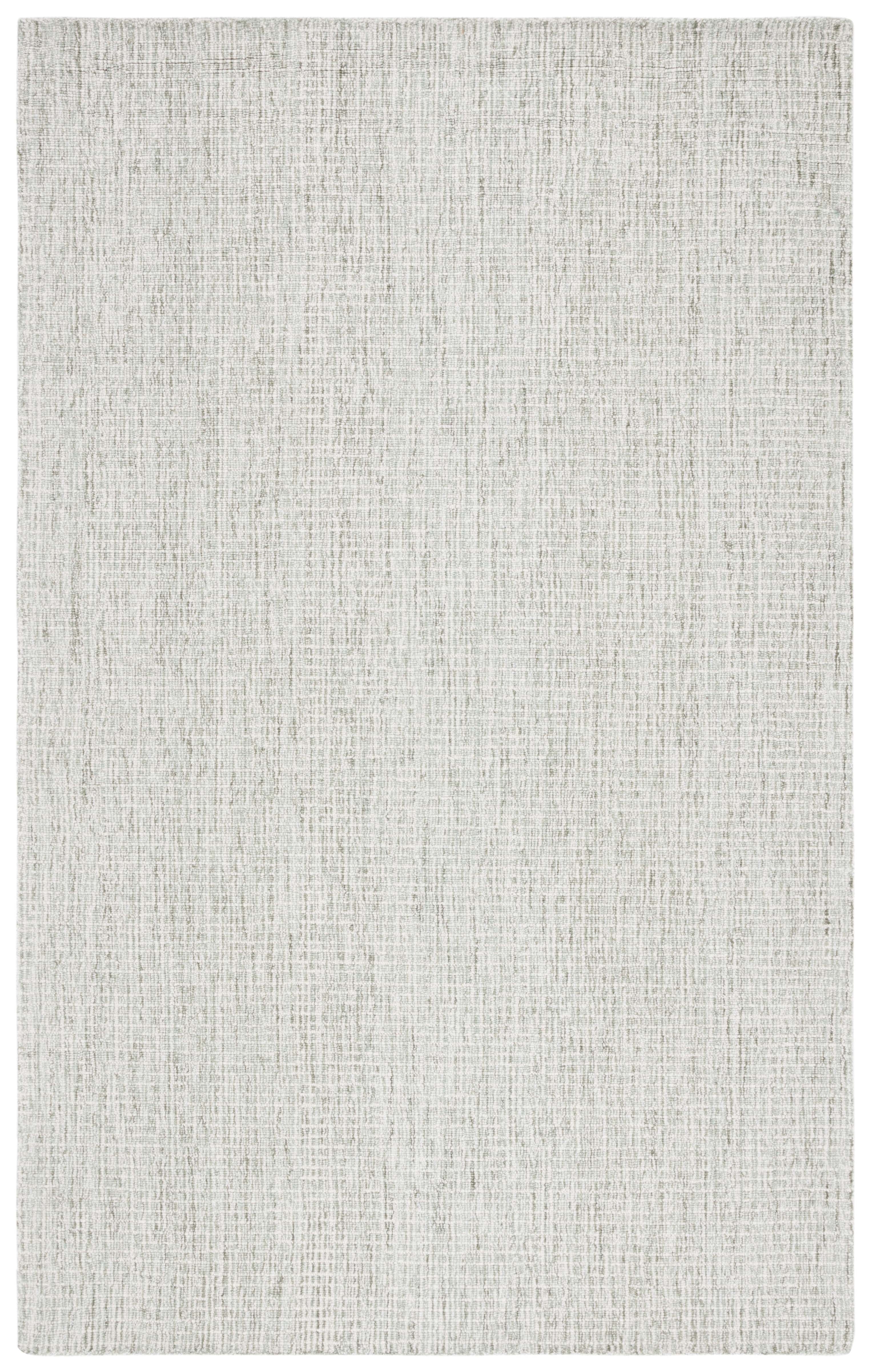 Ivory Abstract Handmade Wool Rectangular Area Rug, 5' x 8'