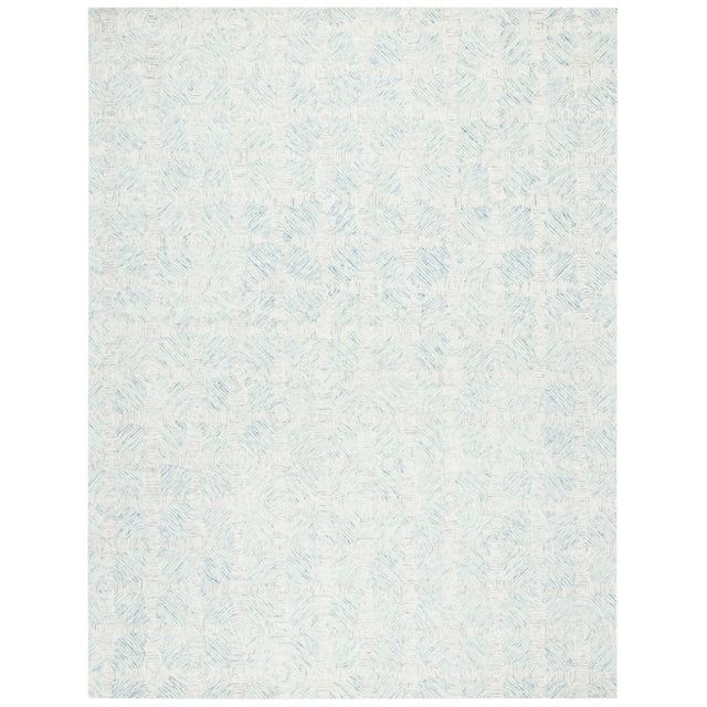 Handmade Light Blue Abstract Wool Area Rug, 9' x 12'