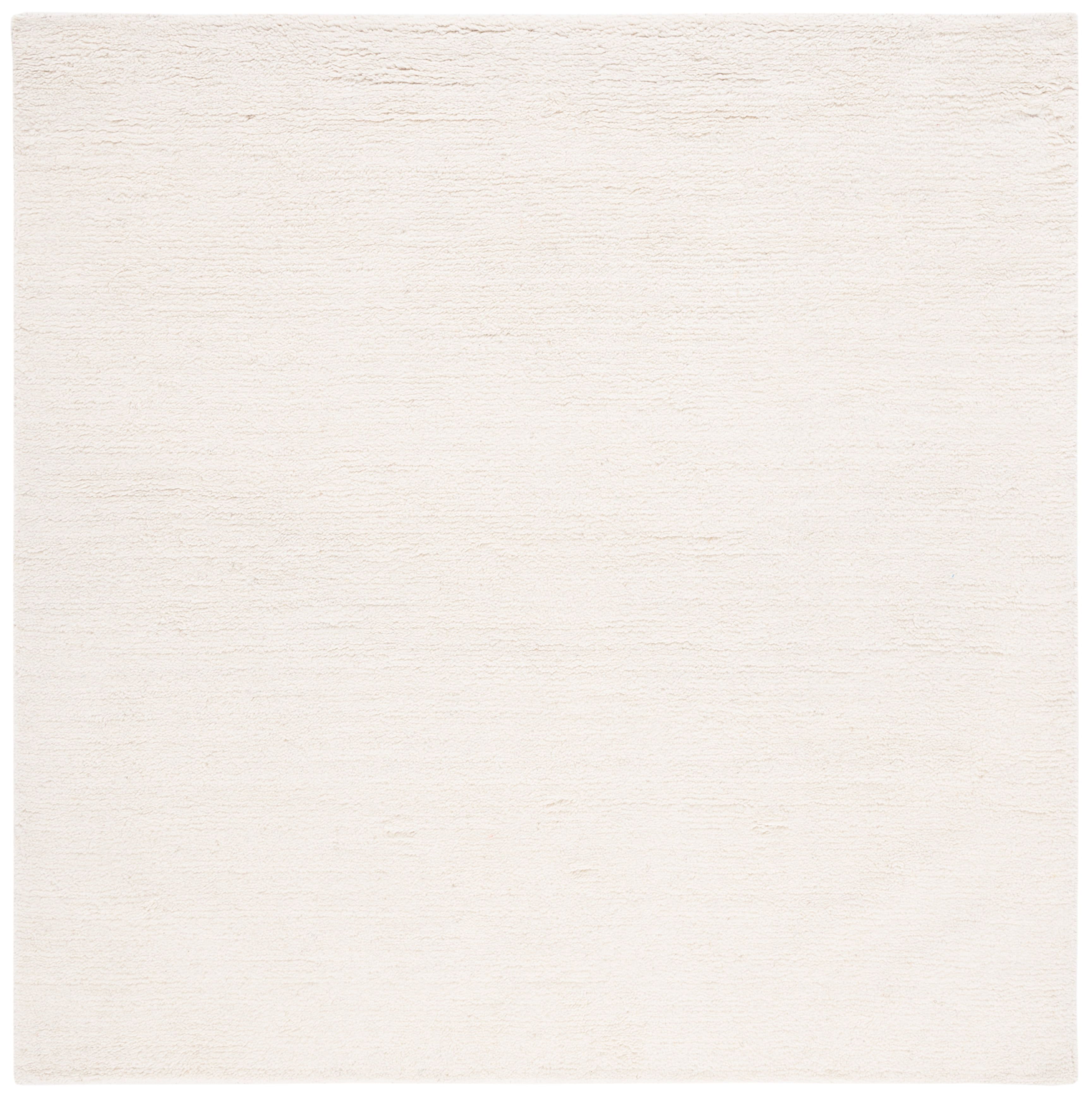 Hand-Tufted Square Shag Accent Rug in Plush White Acrylic