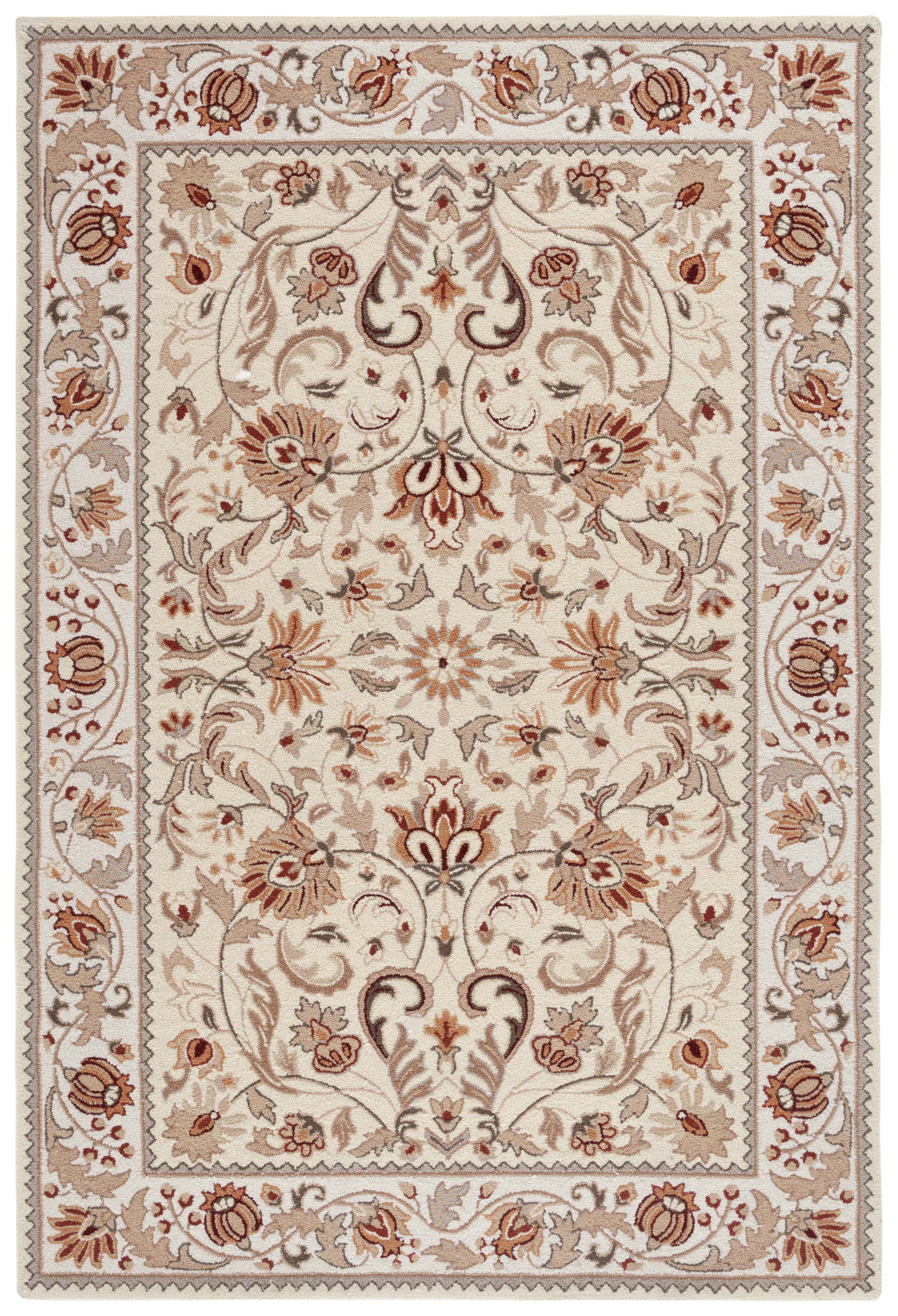 Ivory and Beige Floral Easy Care 9' x 12' Area Rug