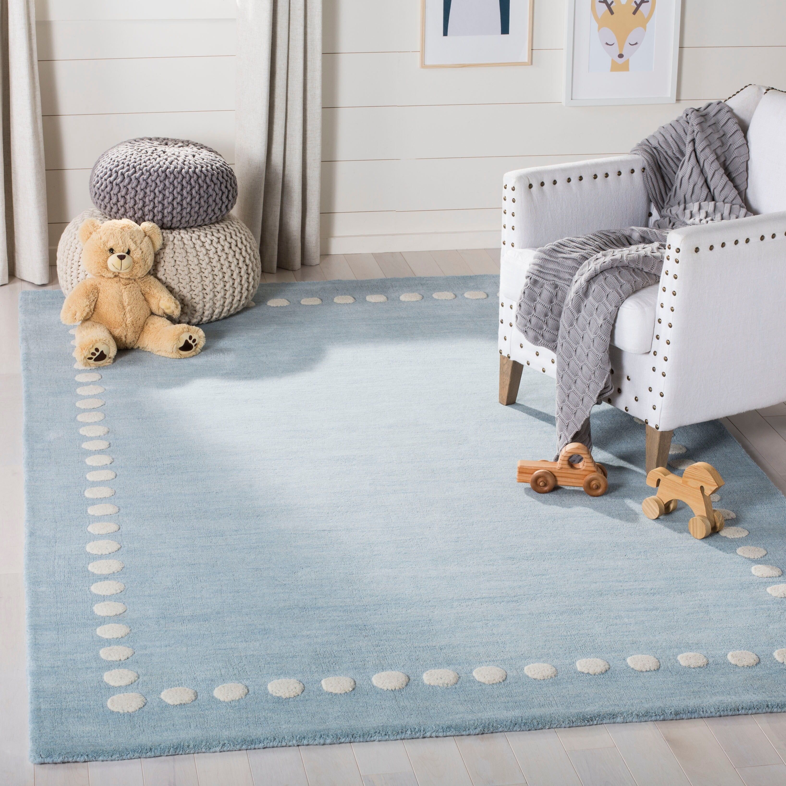 Blue Hand-Tufted Wool Kids' 8' x 10' Rug