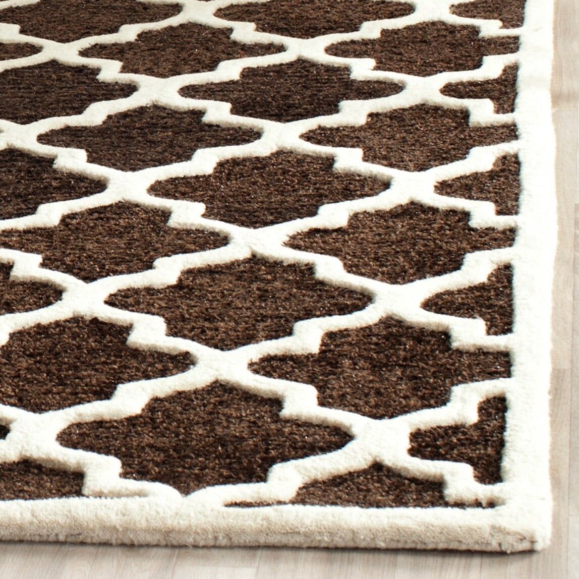 Handmade Dark Brown Wool and Cotton Tufted Rug 4' x 6'