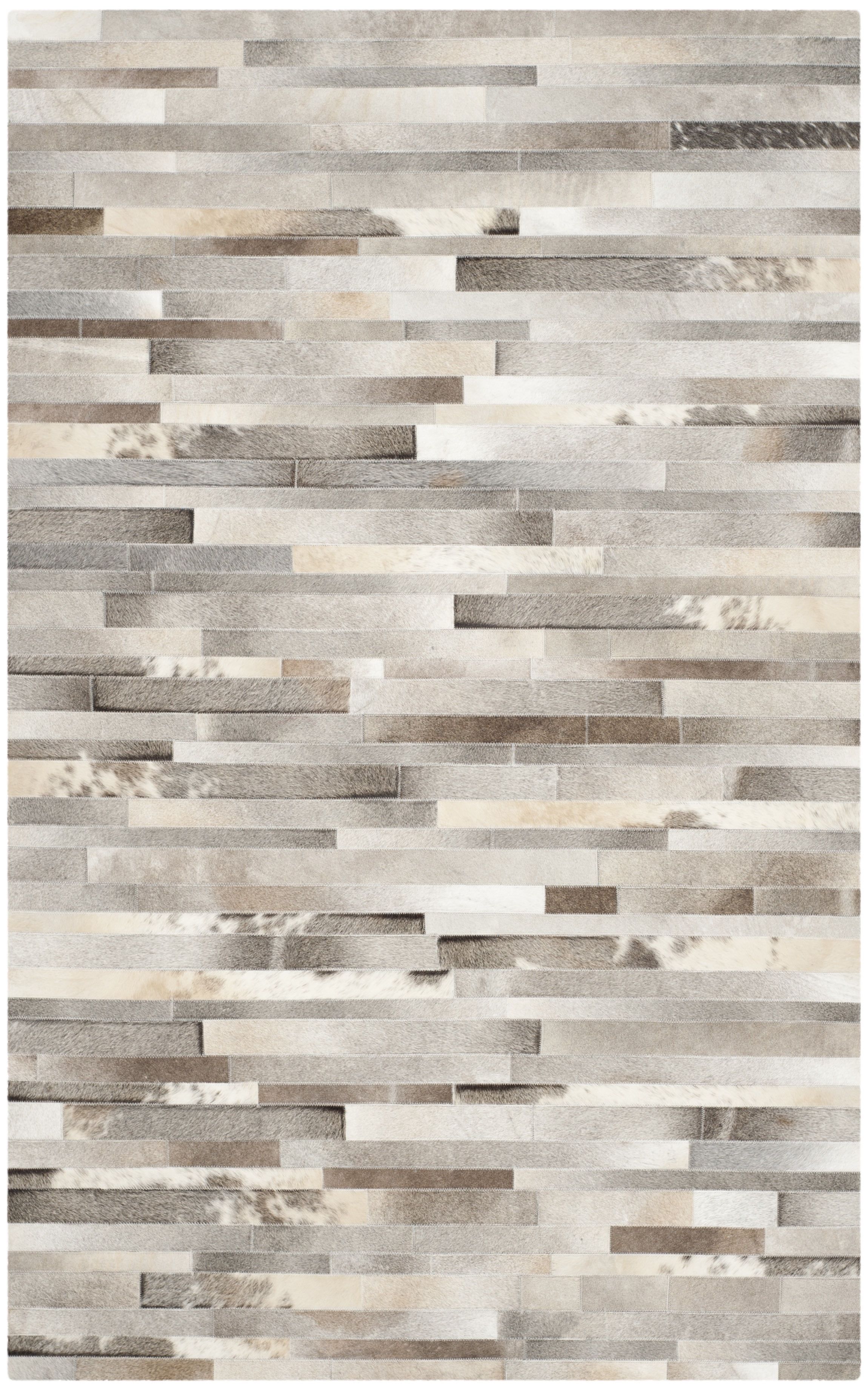 Handmade Geometric Cowhide Gray Area Rug 10' x 14'