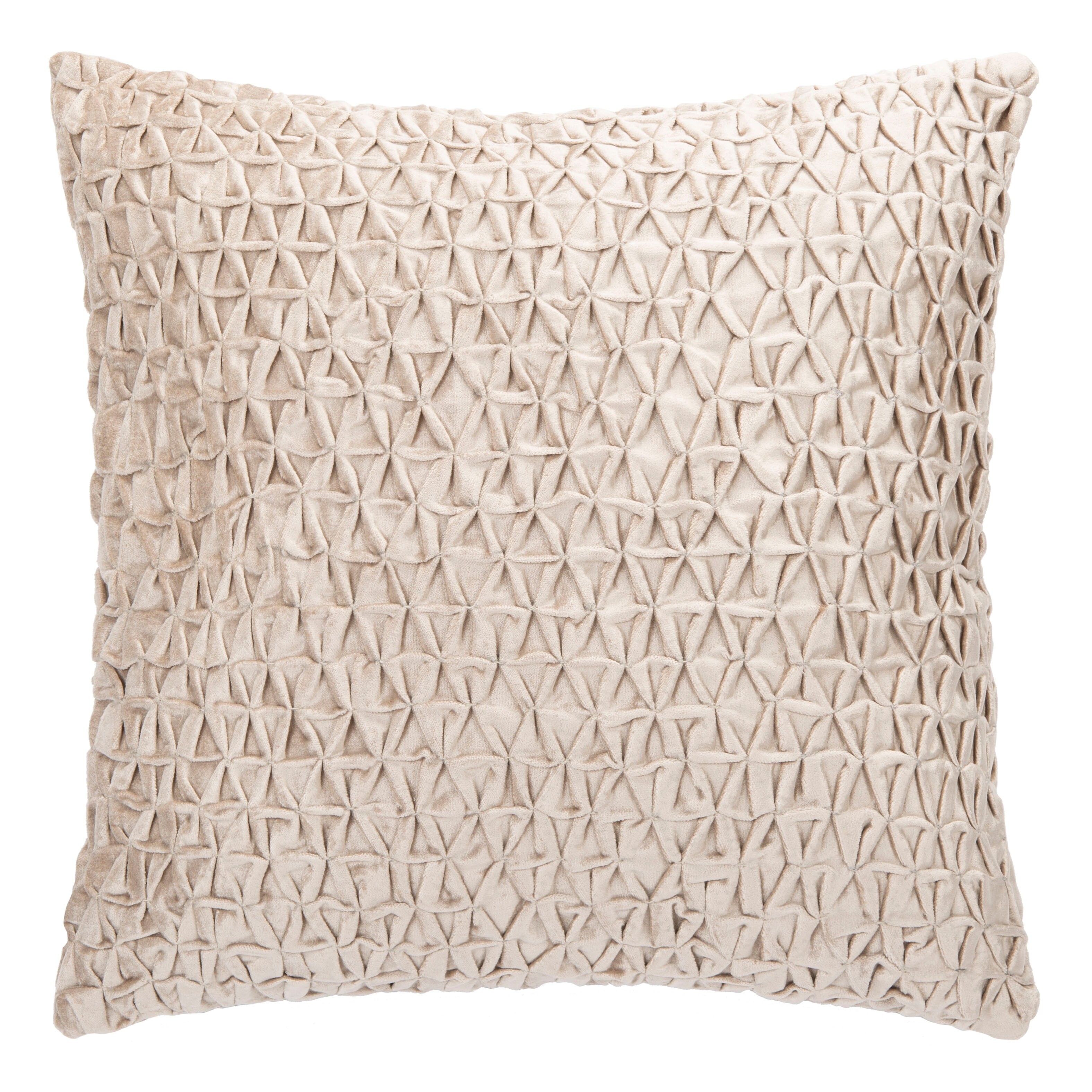 Beige Geometric Textured Square Throw Pillow