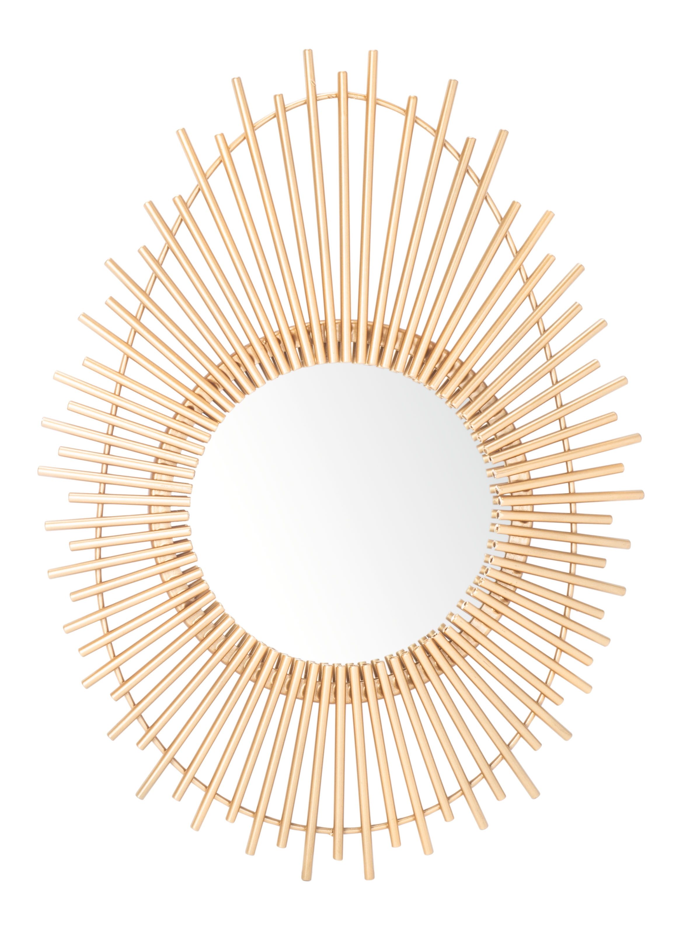 Contemporary Art Nouveau Inspired Round Gold Mirror