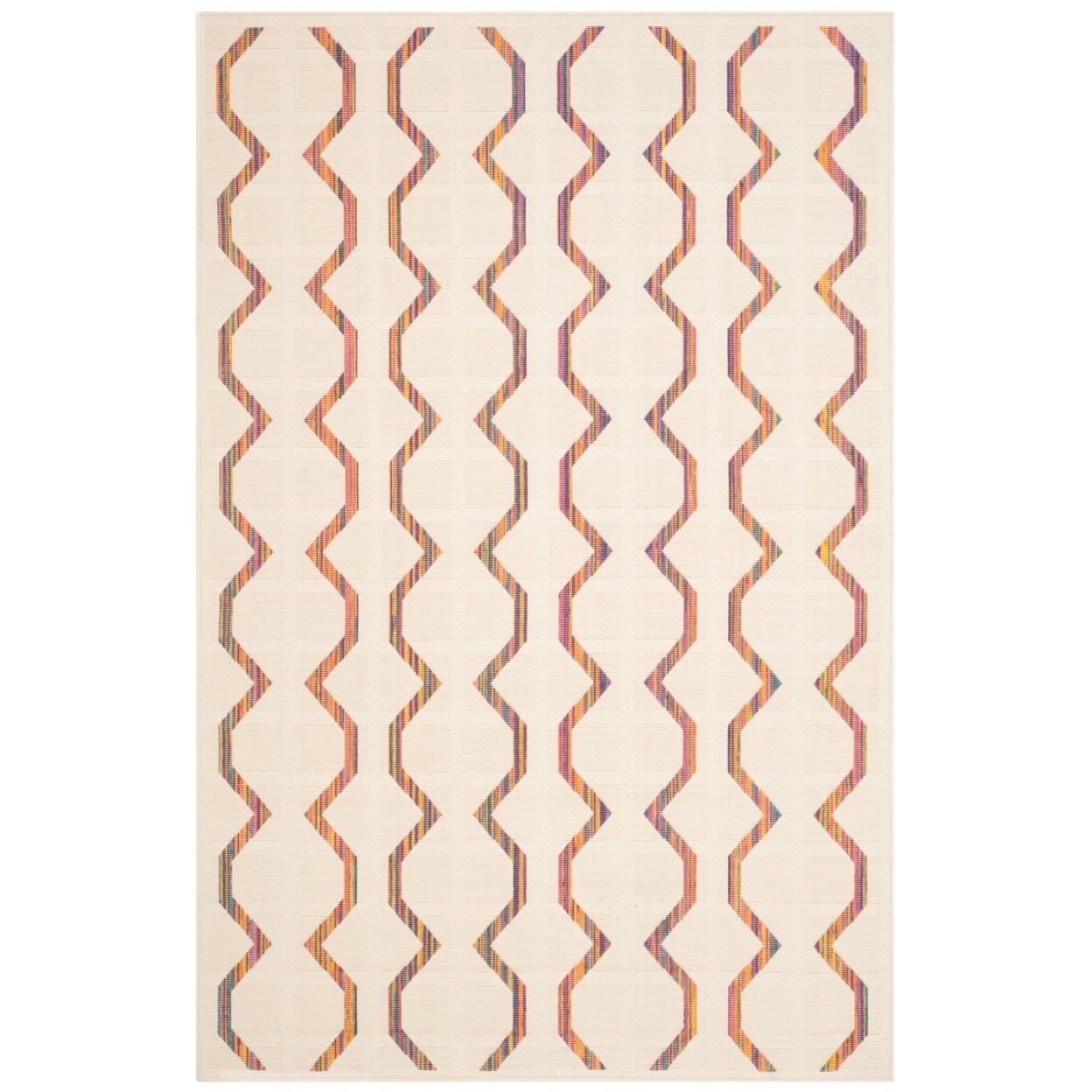 Multicolor Geometric Synthetic Easy Care Kids Rug 5' x 7'