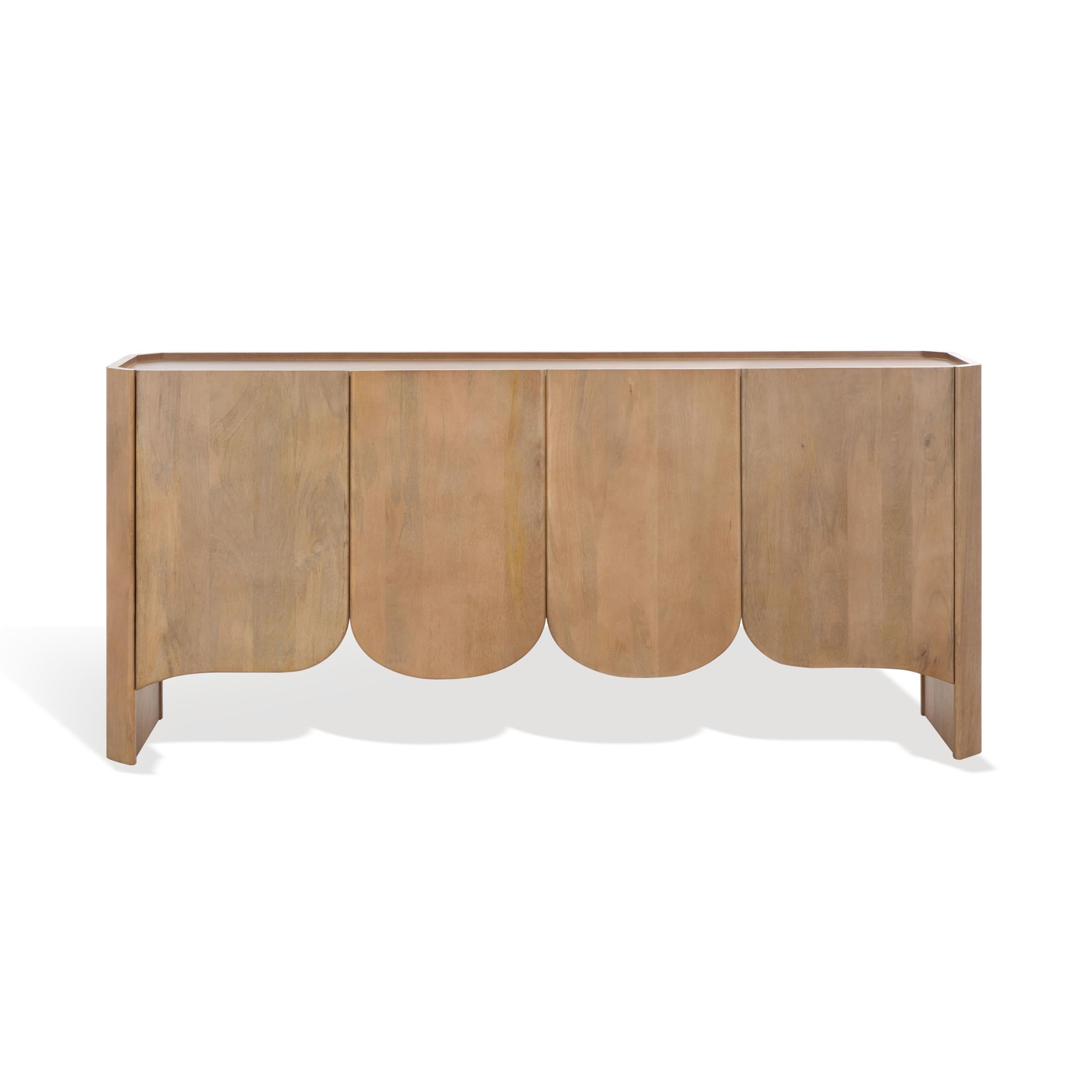 Natural Mango Wood 4-Door Sideboard