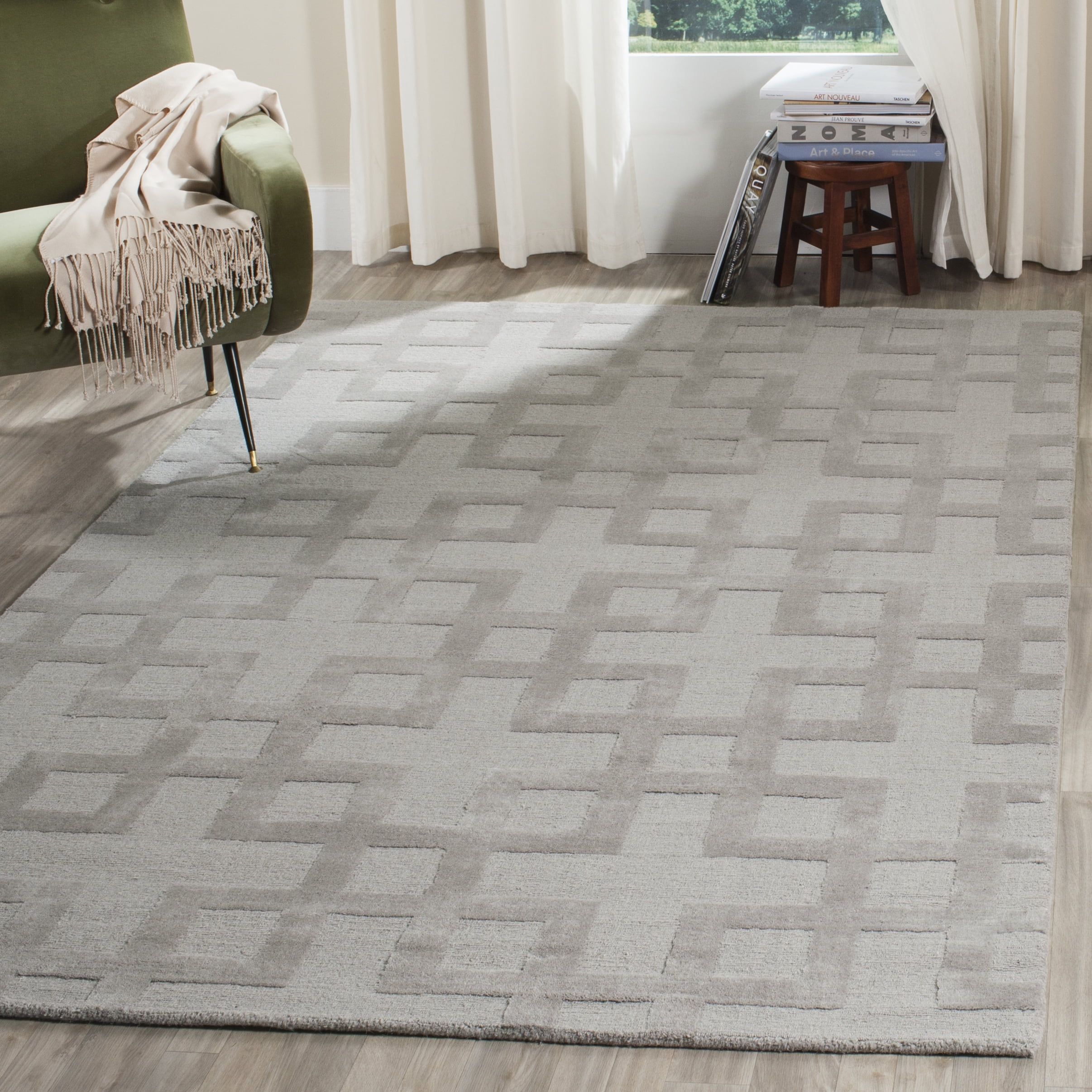 Handmade Gray Wool Tufted Square Area Rug 6' x 6'