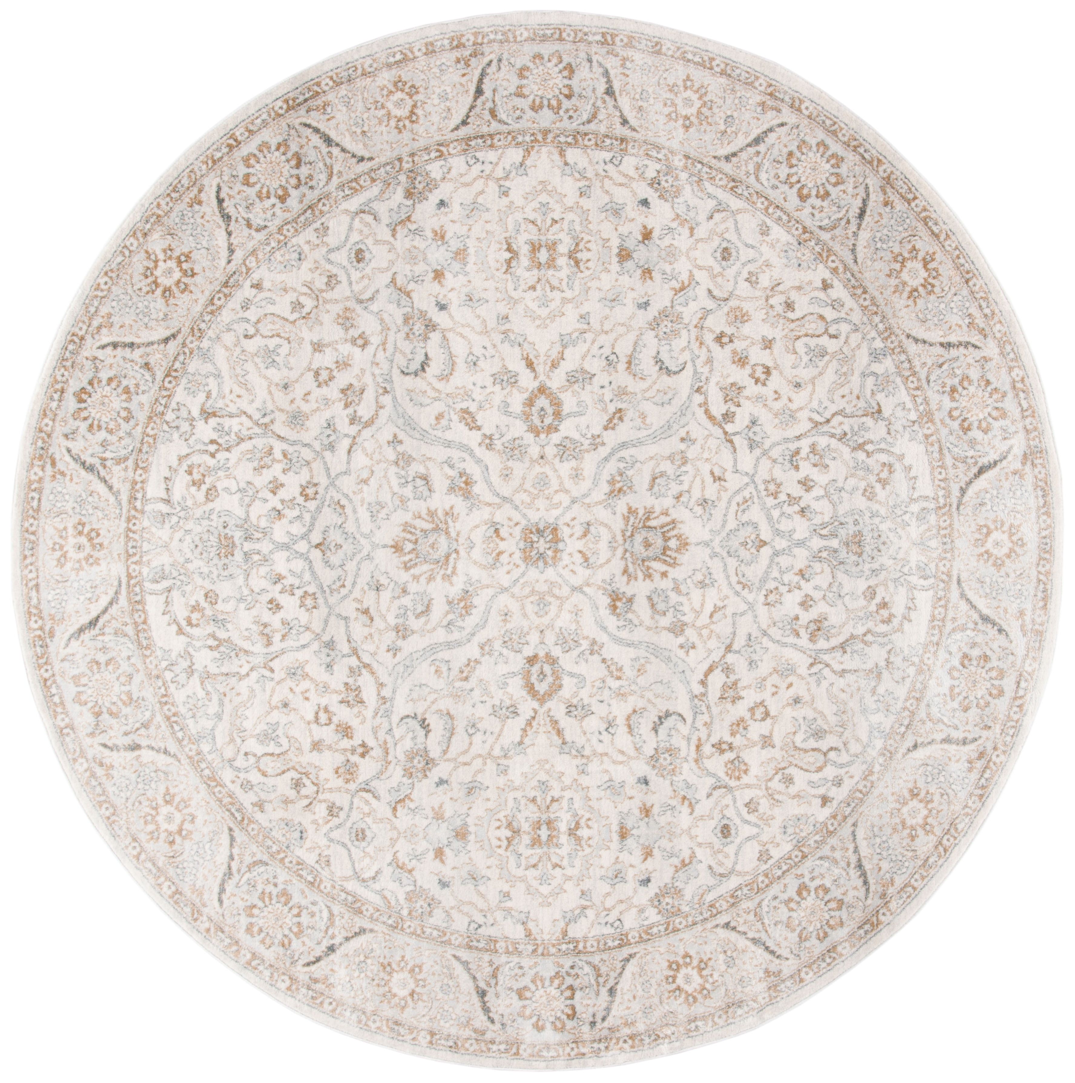 Isabella Cream and Beige Round Oriental Area Rug