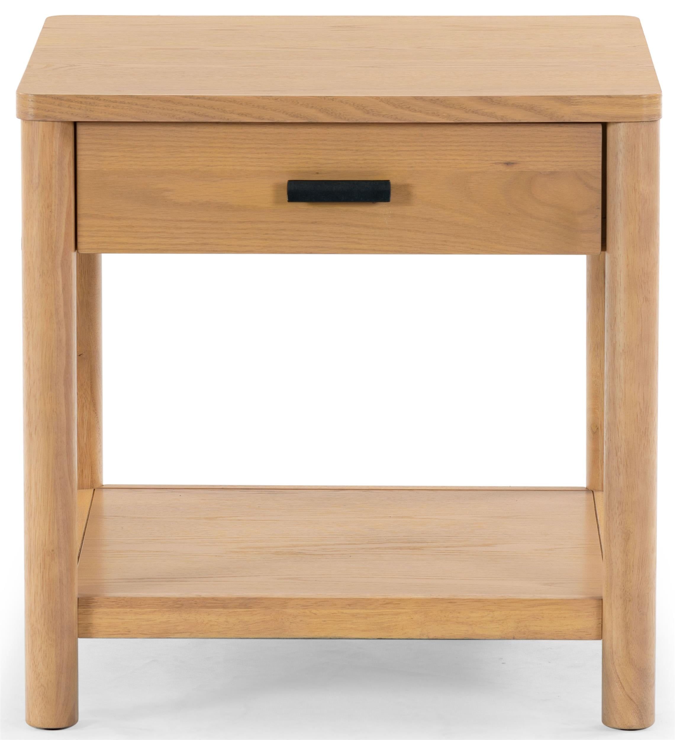 Natural Oak and Rubber Wood Square End Table with Drawer