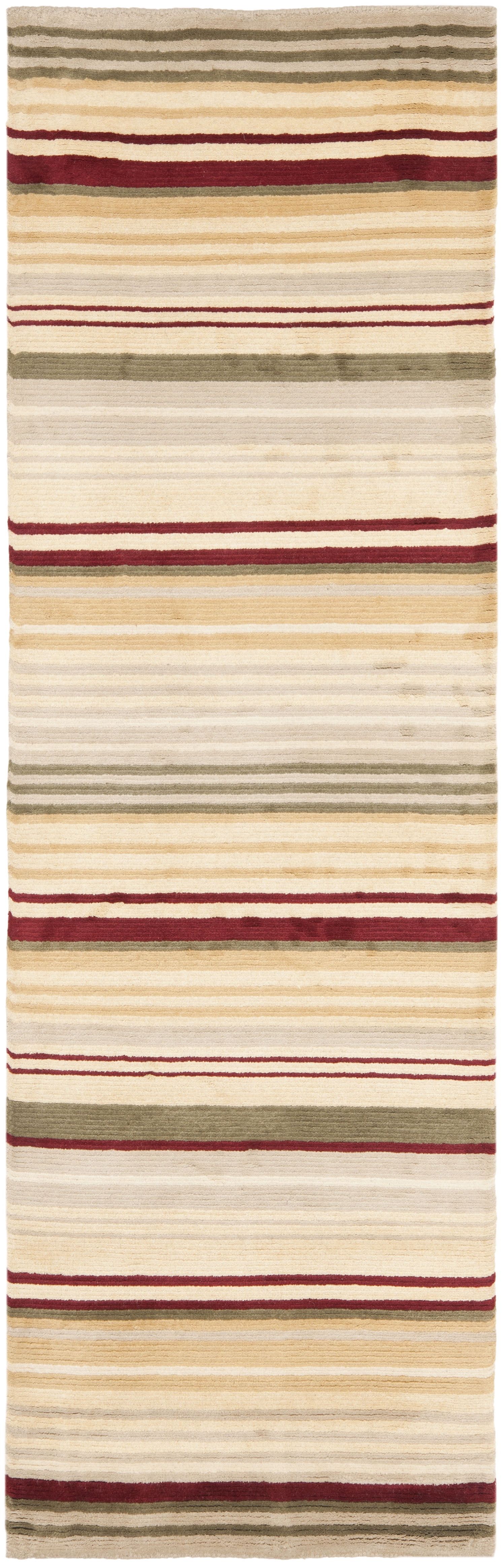 Lexington Hand-Knotted Red Wool Striped Runner Rug