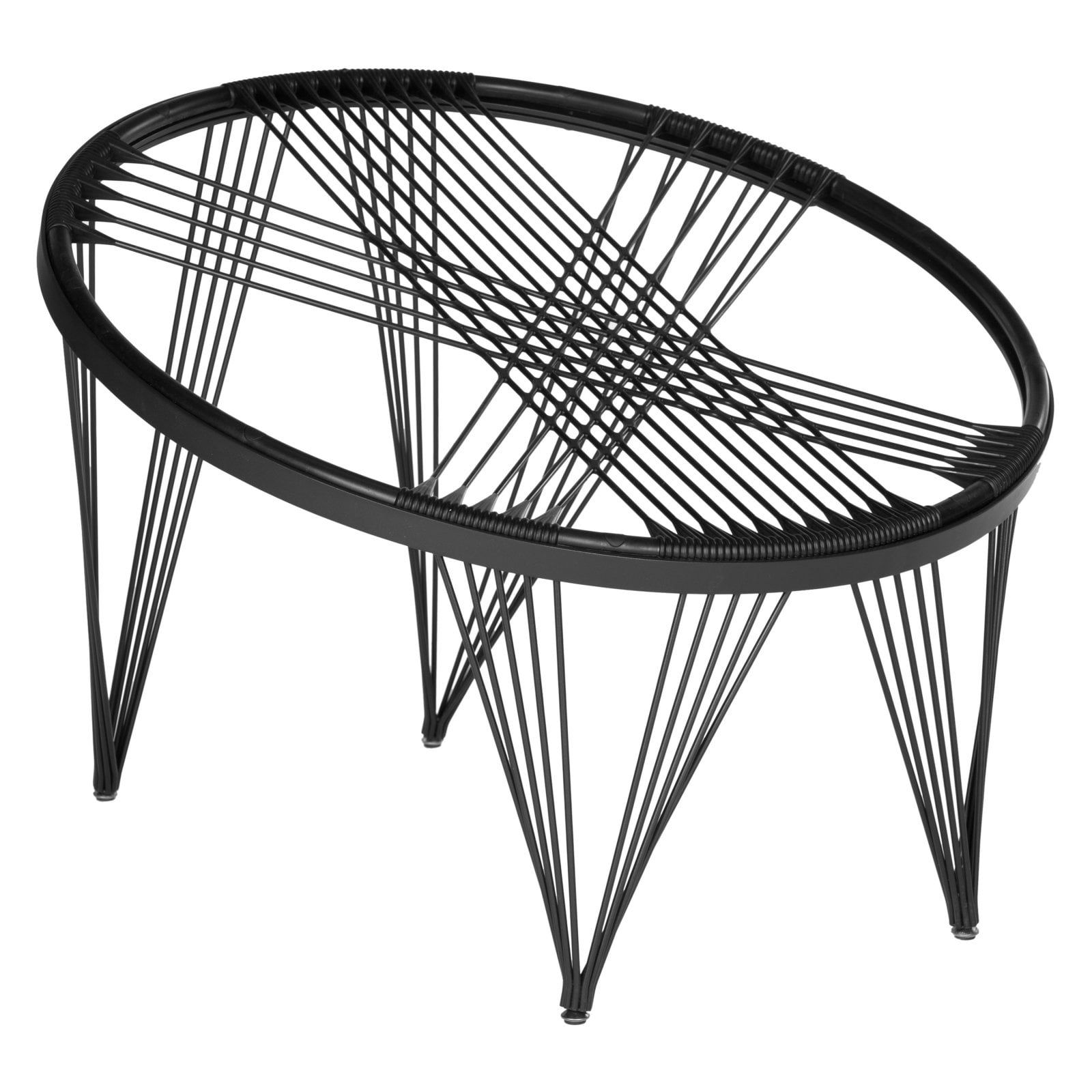 Black Metal Papasan Chair with Woven Silicone Cords