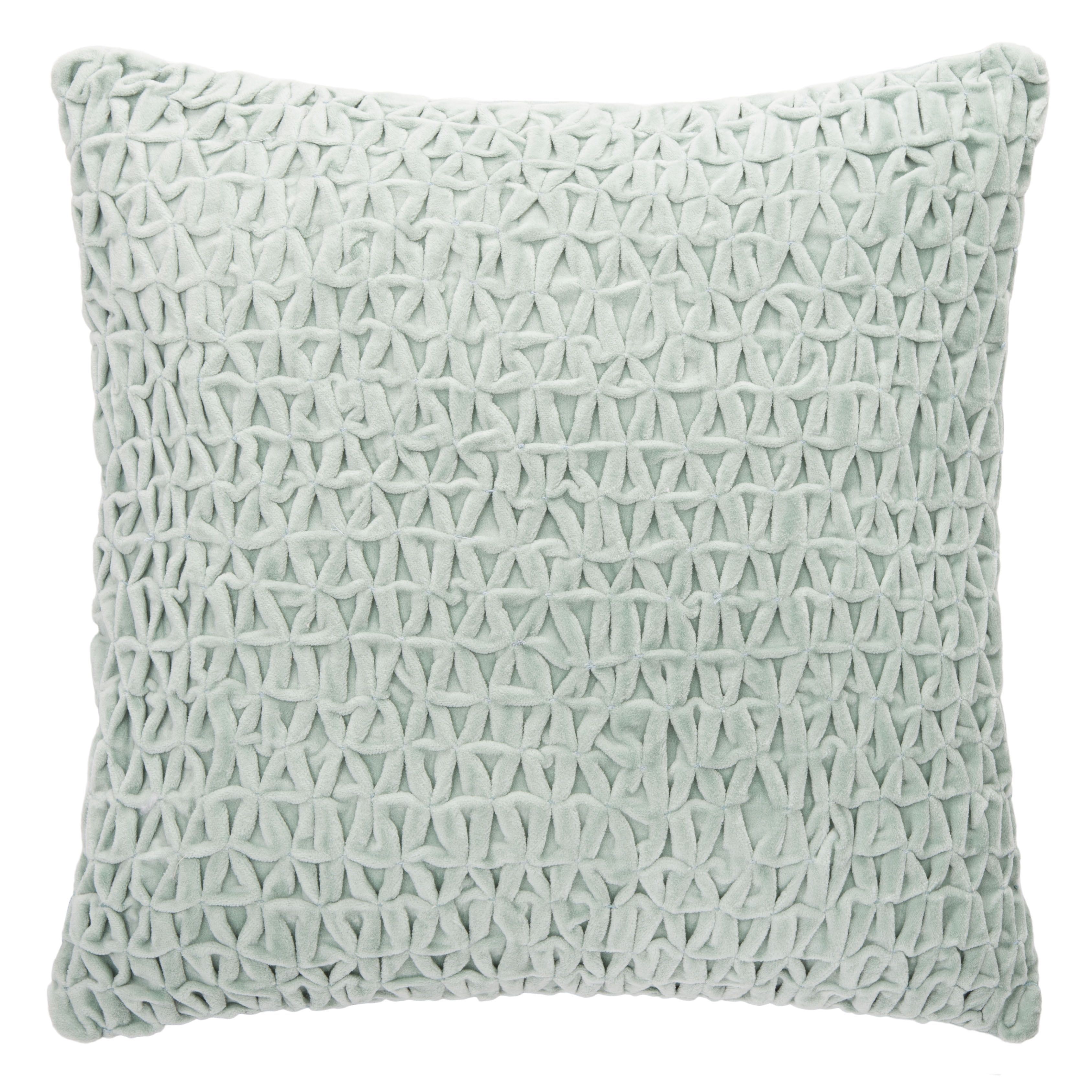 Lensa Braided Mint Green Cotton Square Decorative Pillow, 19" x 19"