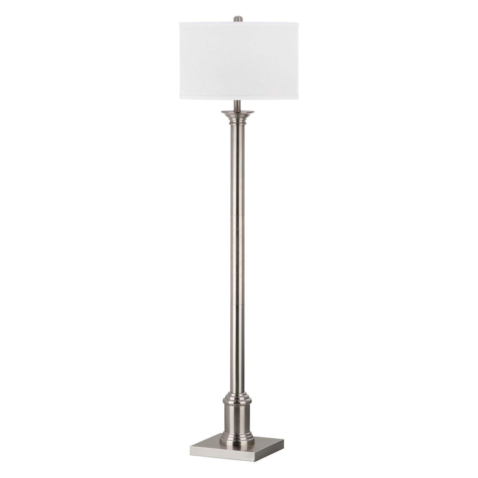 Livia 60" Nickel Floor Lamp with White Cotton Shade