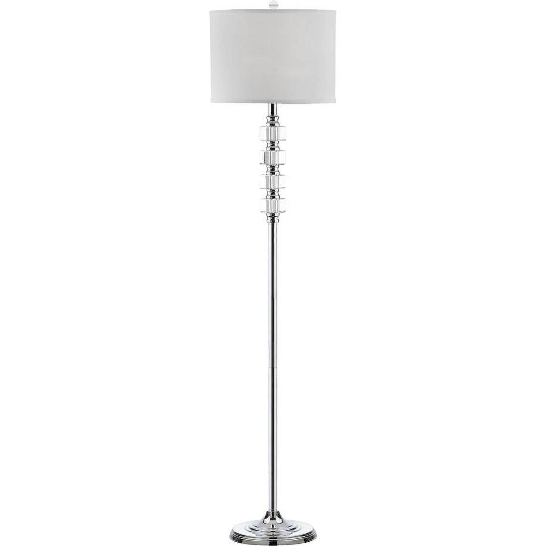 Lombard Street 60" Chrome and Crystal Floor Lamp with White Shade