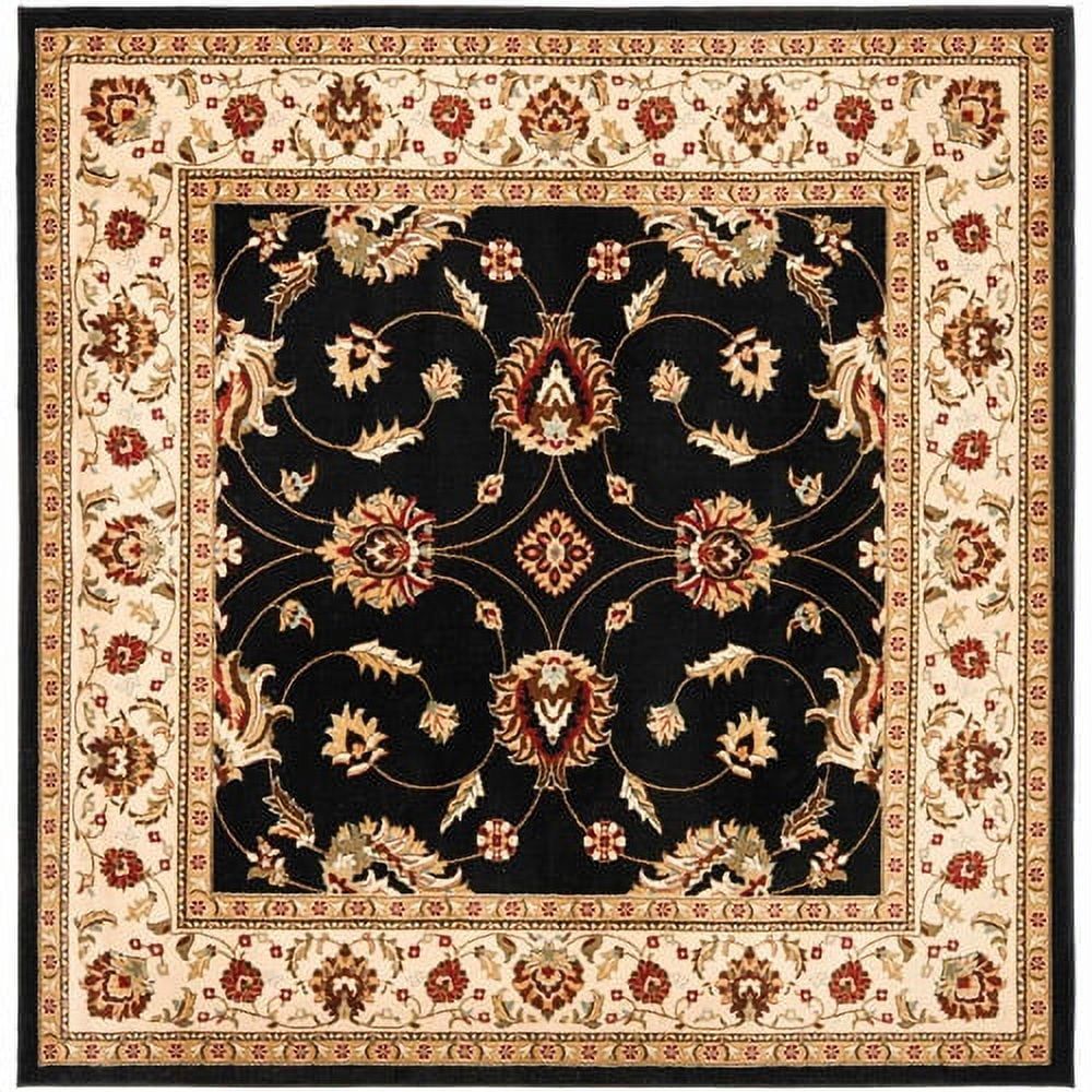 SAFAVIEH Lyndhurst Miah Floral Border Area Rug, Black/Ivory, 6'7" x 6'7" Square