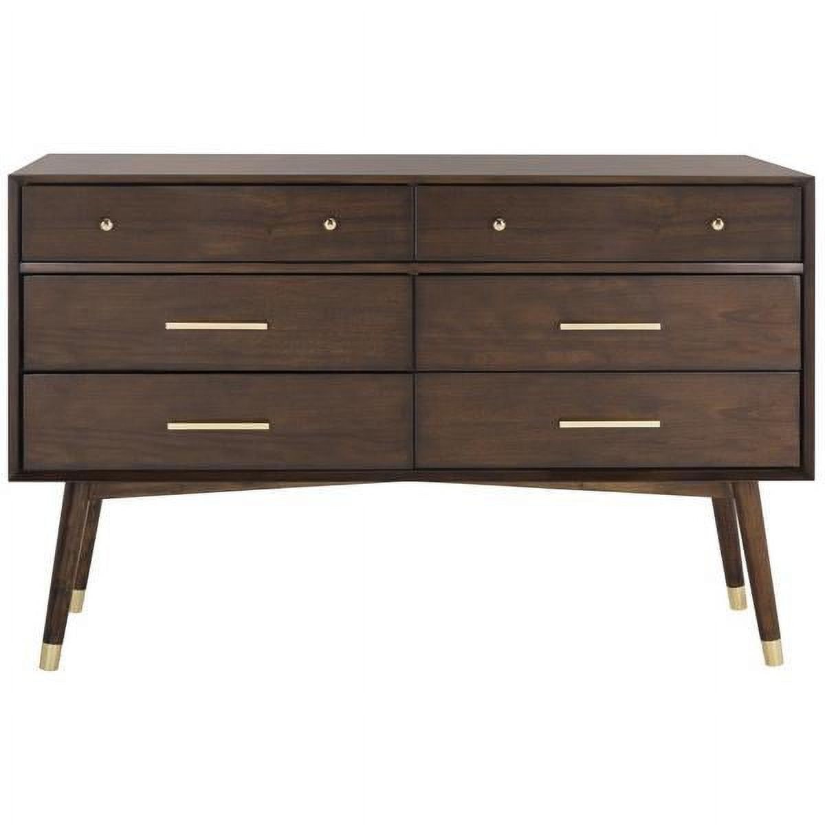 Madden Modern Retro Walnut 6-Drawer Mid-Century Dresser