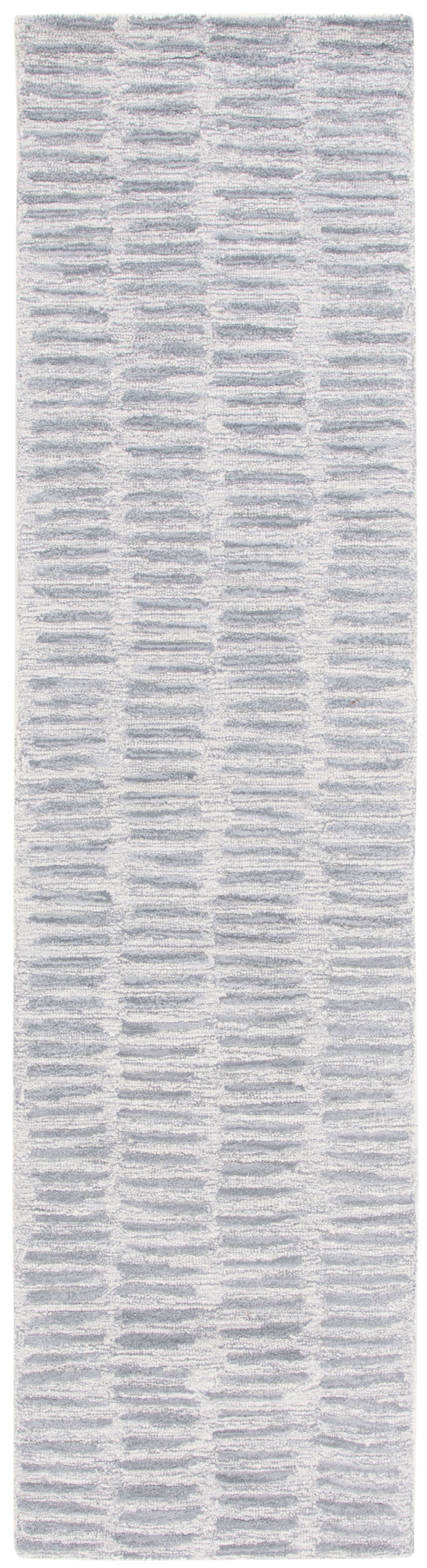 Gray Hand-Tufted Wool Geometric Runner Rug, 2'3" x 9'