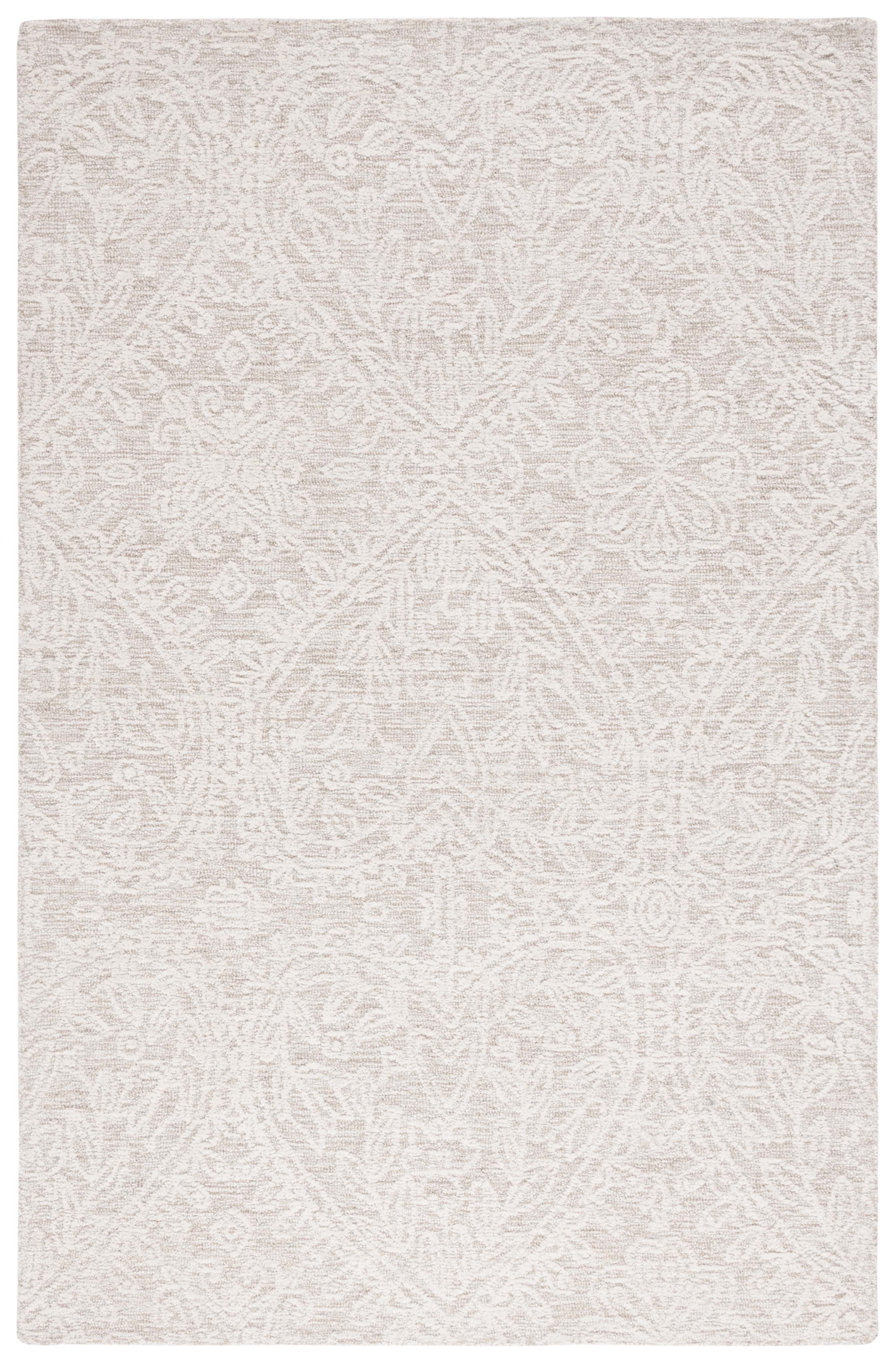 Ivory Floral Hand Tufted Wool Area Rug 3' x 5'