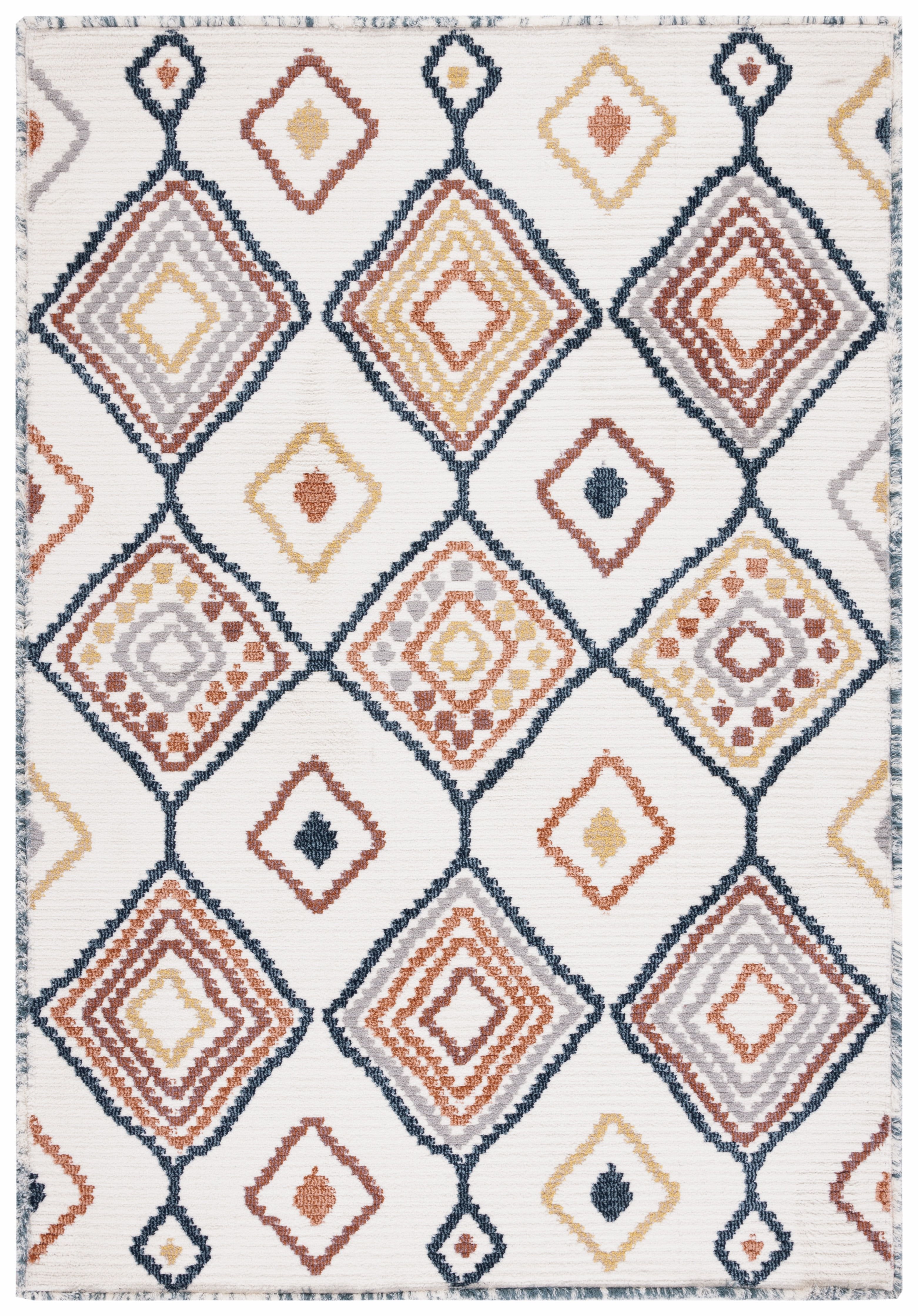 Ivory and Multi 9' x 12' Flat Woven Wool Rug