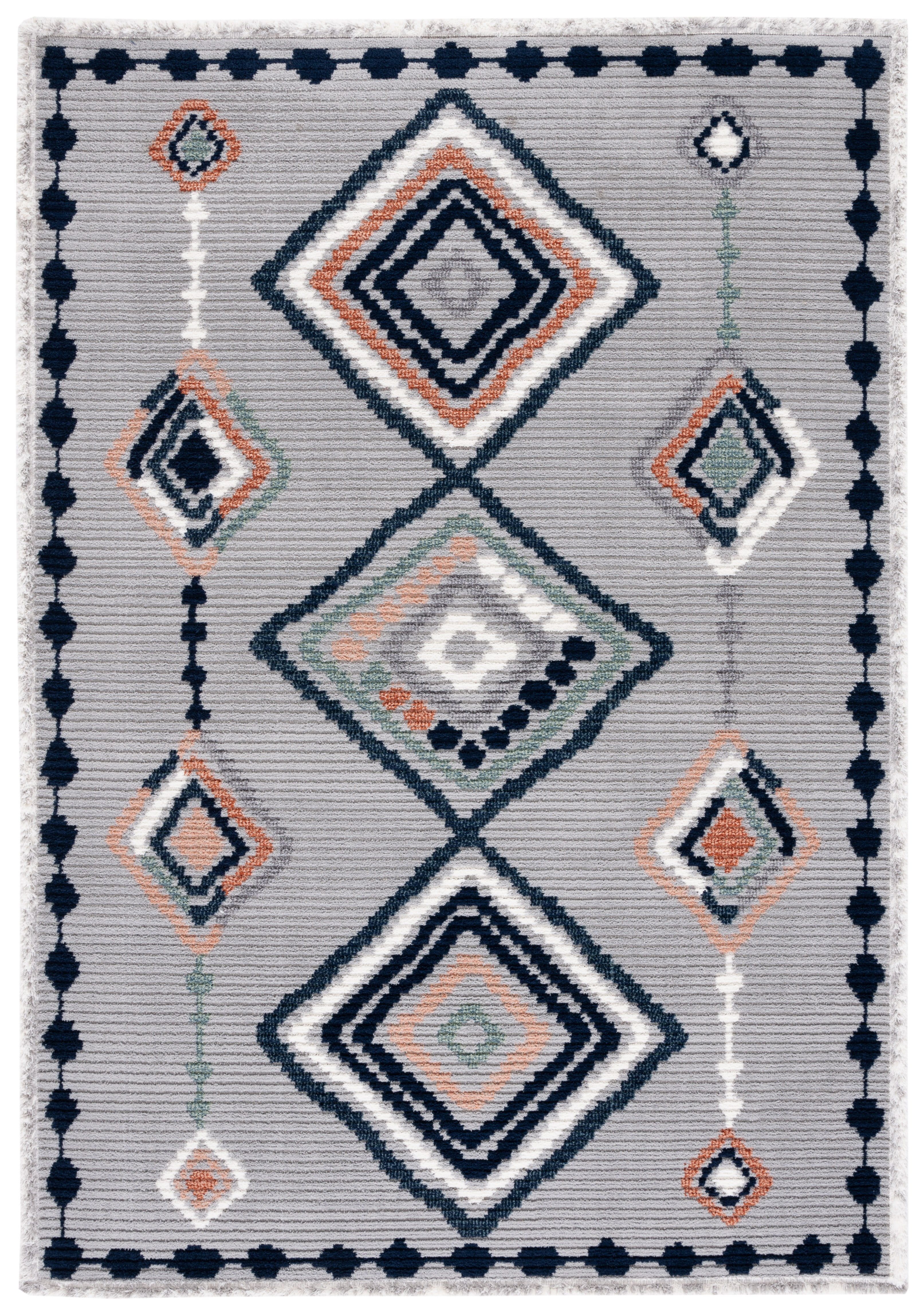 SAFAVIEH Marrakesh Naomi Southwestern Polyester Area Rug, Grey/Blue Rust, 9' x 12'