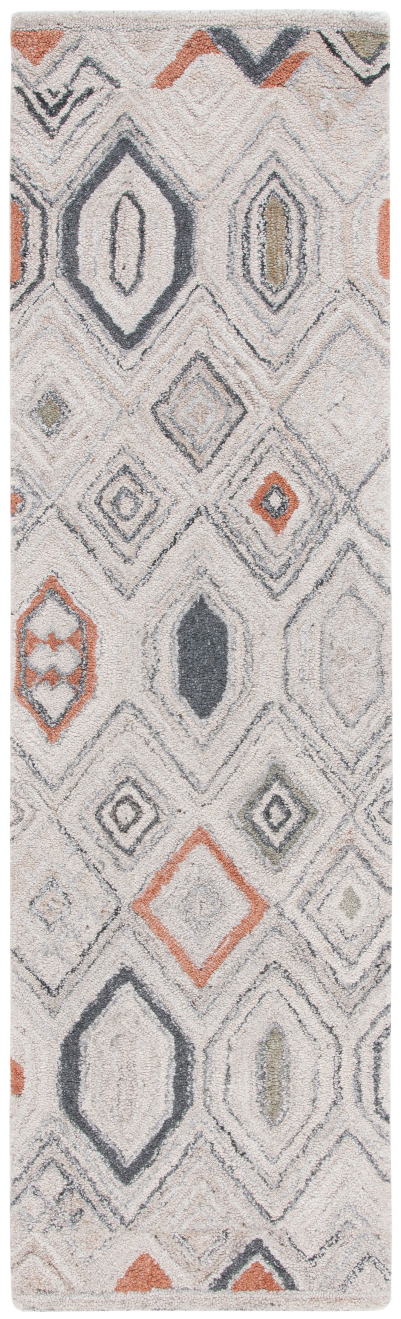 Gray and Rust Hand-Tufted Wool Runner Rug, 2'3" x 8'