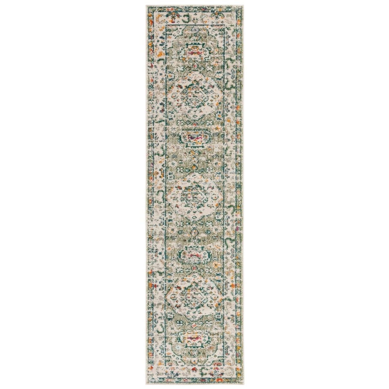 Sage and Ivory Square Oriental Easy Care Rug