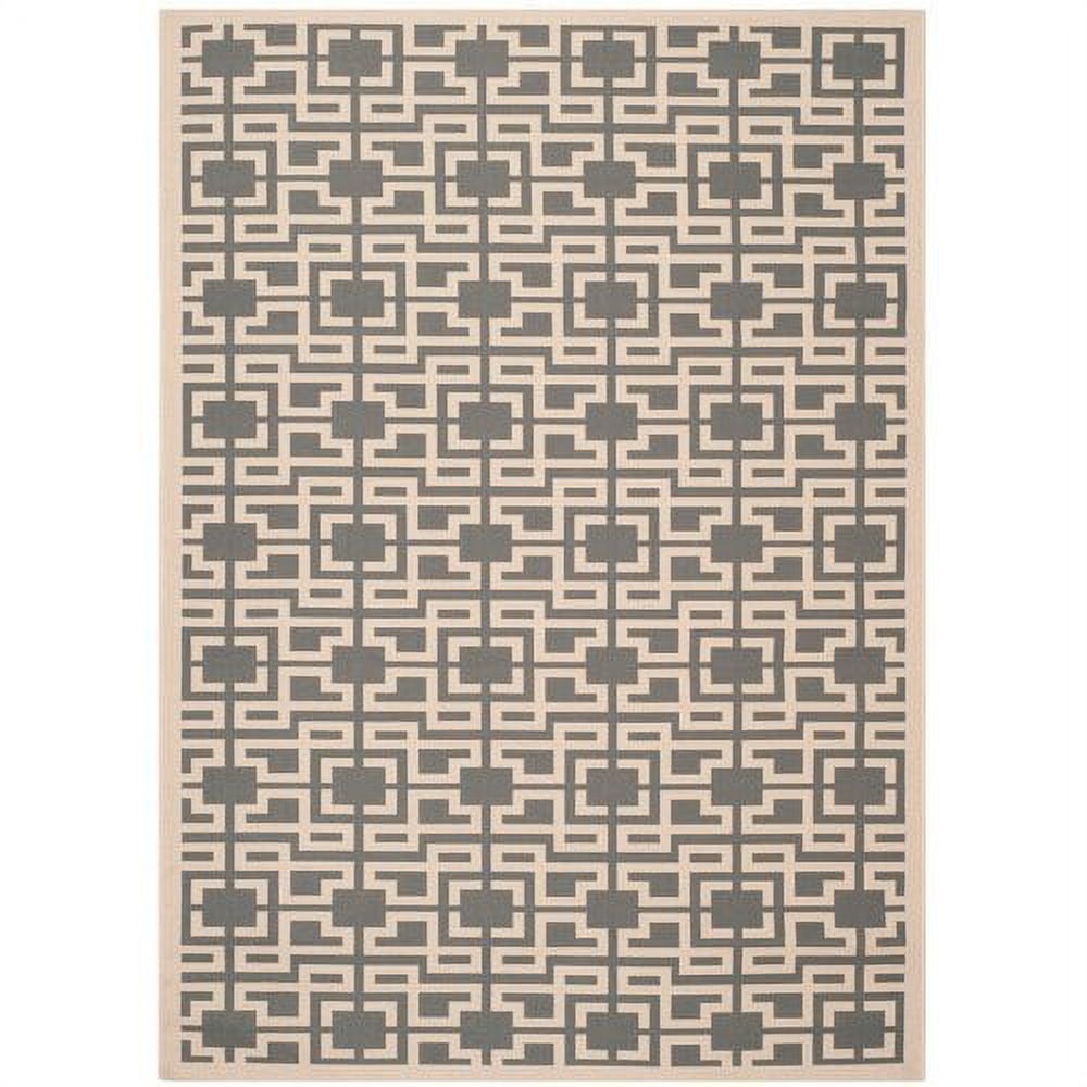 Anthracite and Beige Geometric Tufted Indoor/Outdoor Rug