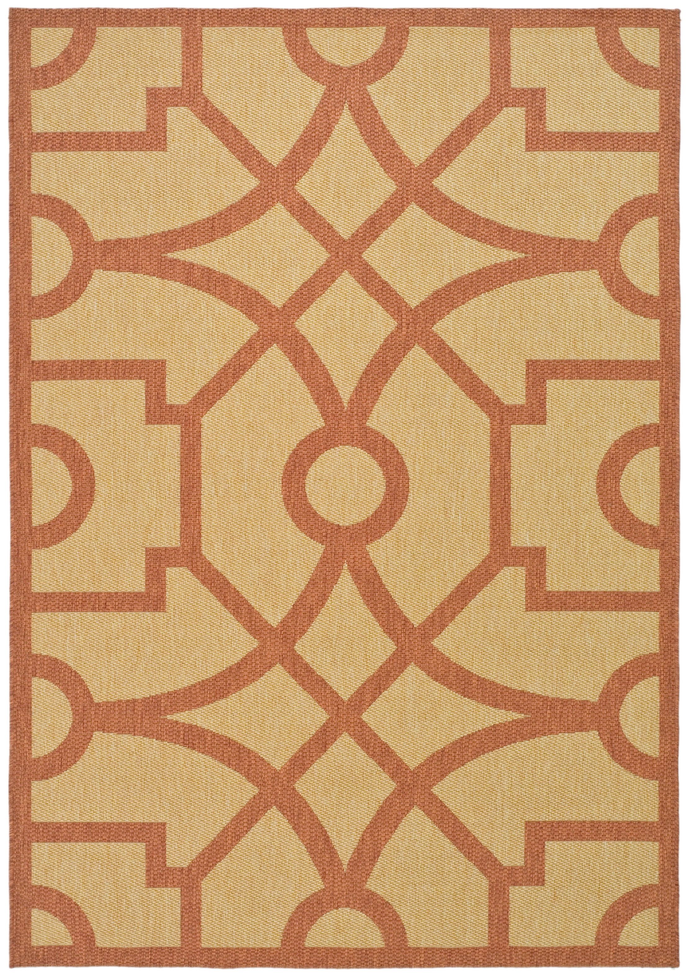 Freya Terracotta and Beige Synthetic 5' x 7' Area Rug