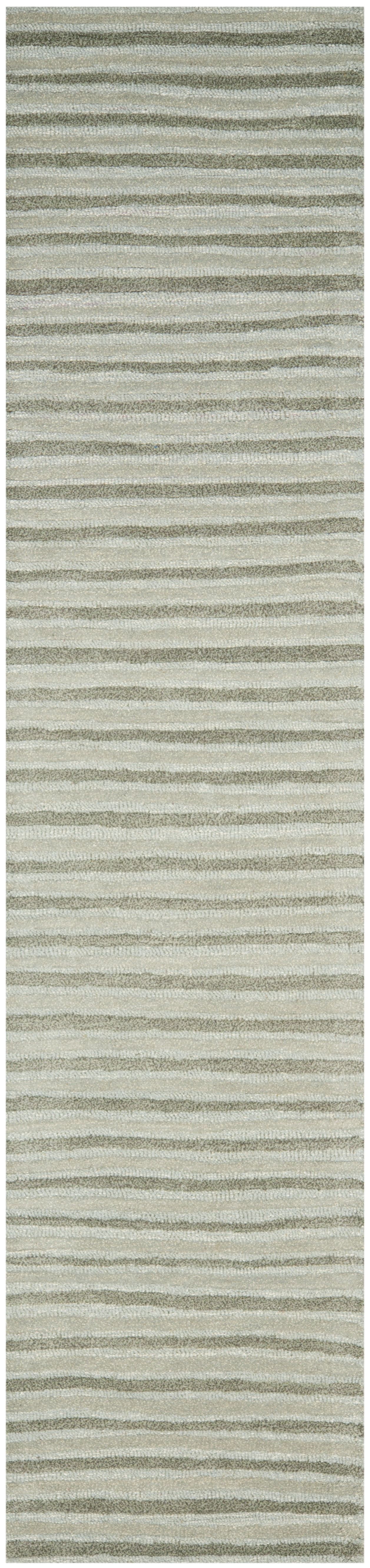 Nimbus Cloud Gray Tufted Wool Stripe Runner Rug 2'3" x 10'