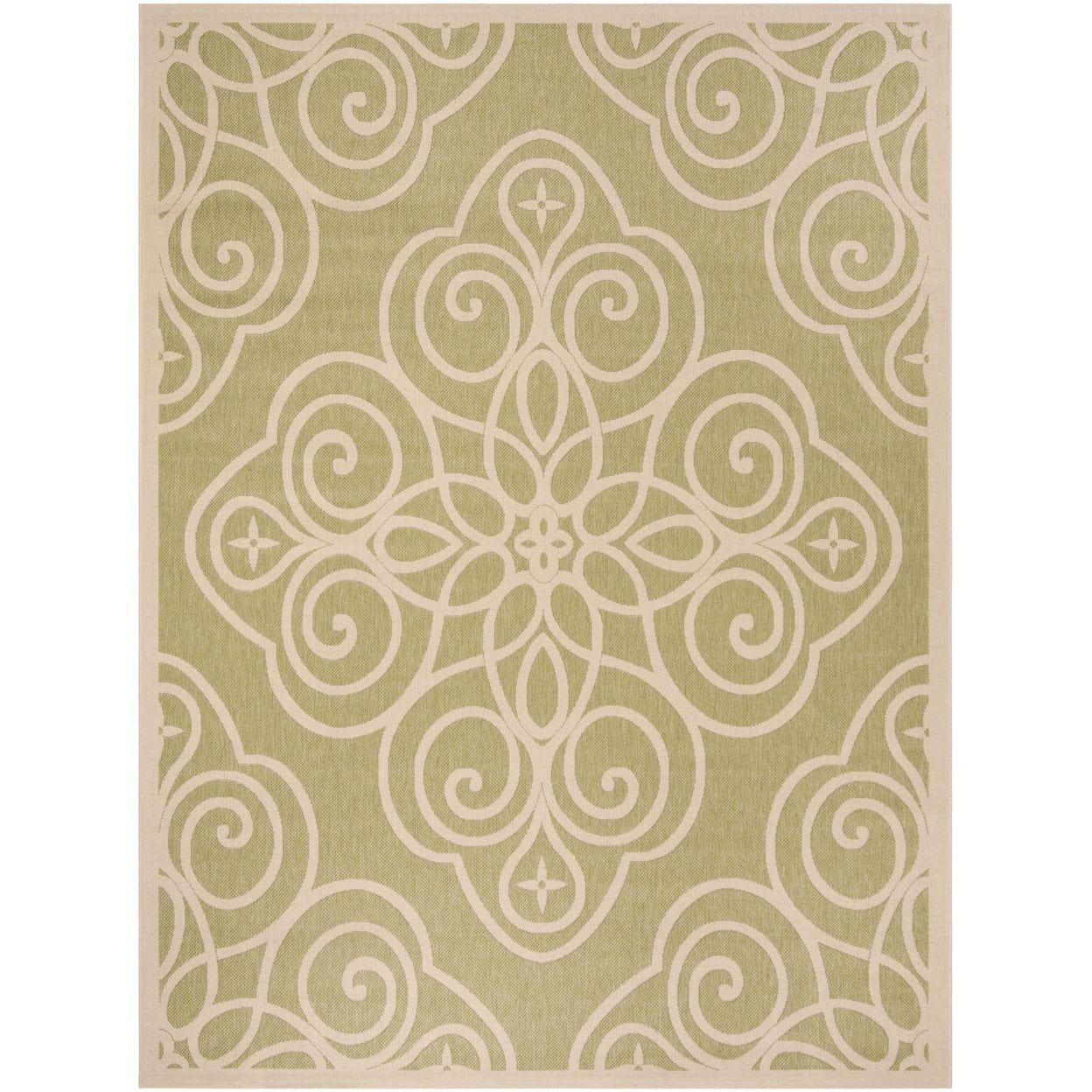 Green Geometric Lily Pad Rectangular Rug, 4' x 5'7"