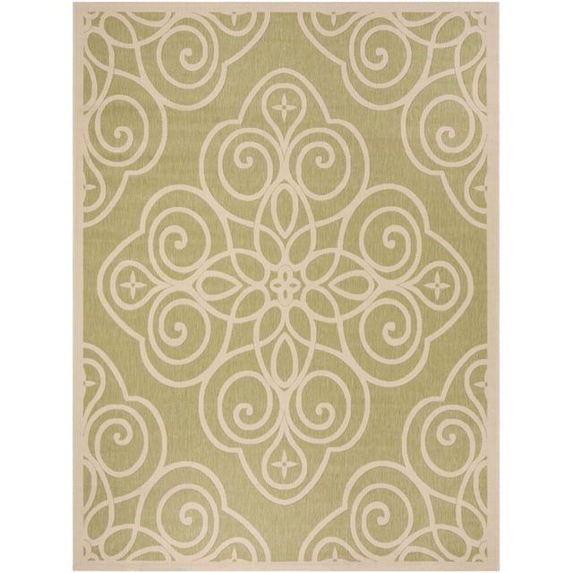 Green Geometric Lily Pad Rectangular Rug, 4' x 5'7"