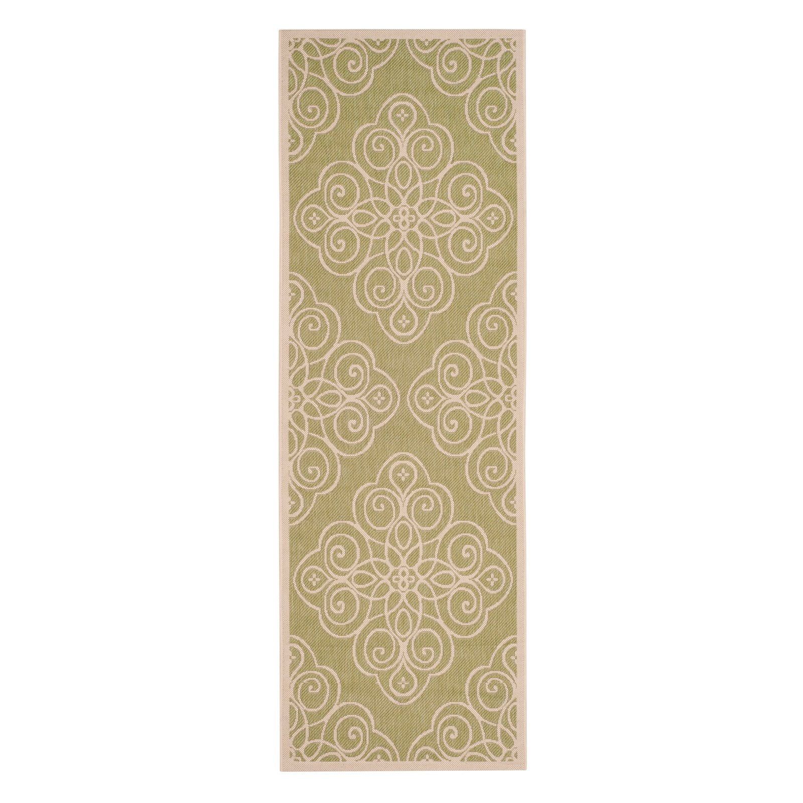 Green Geometric Lily Pad Rectangular Rug, 4' x 5'7"