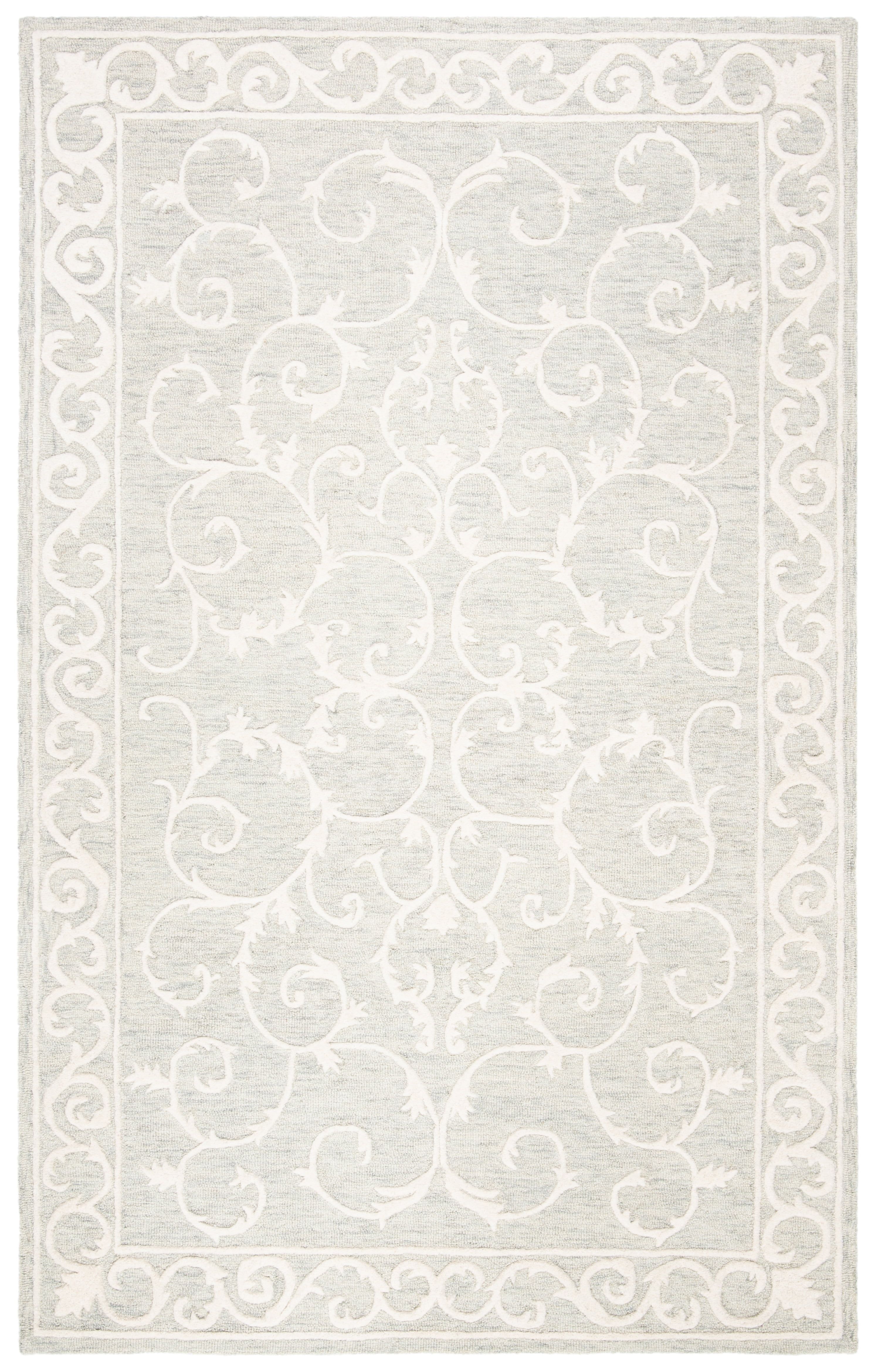 SAFAVIEH Micro-Loop Asteria Oriental Area Rug, Light Grey/Ivory, 2'6" x 4'