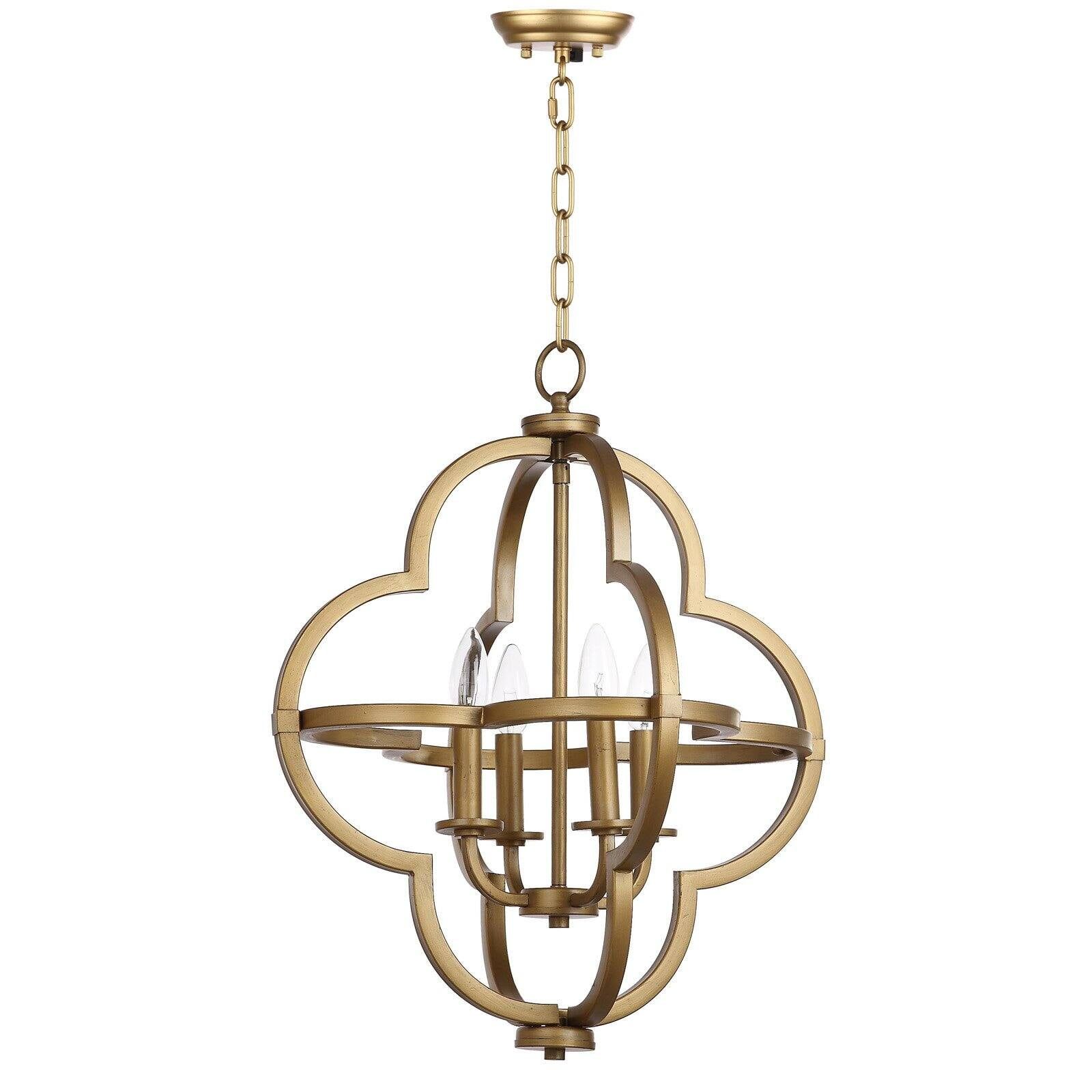 Gold Quatrefoil Globe Ceiling Mount Chandelier