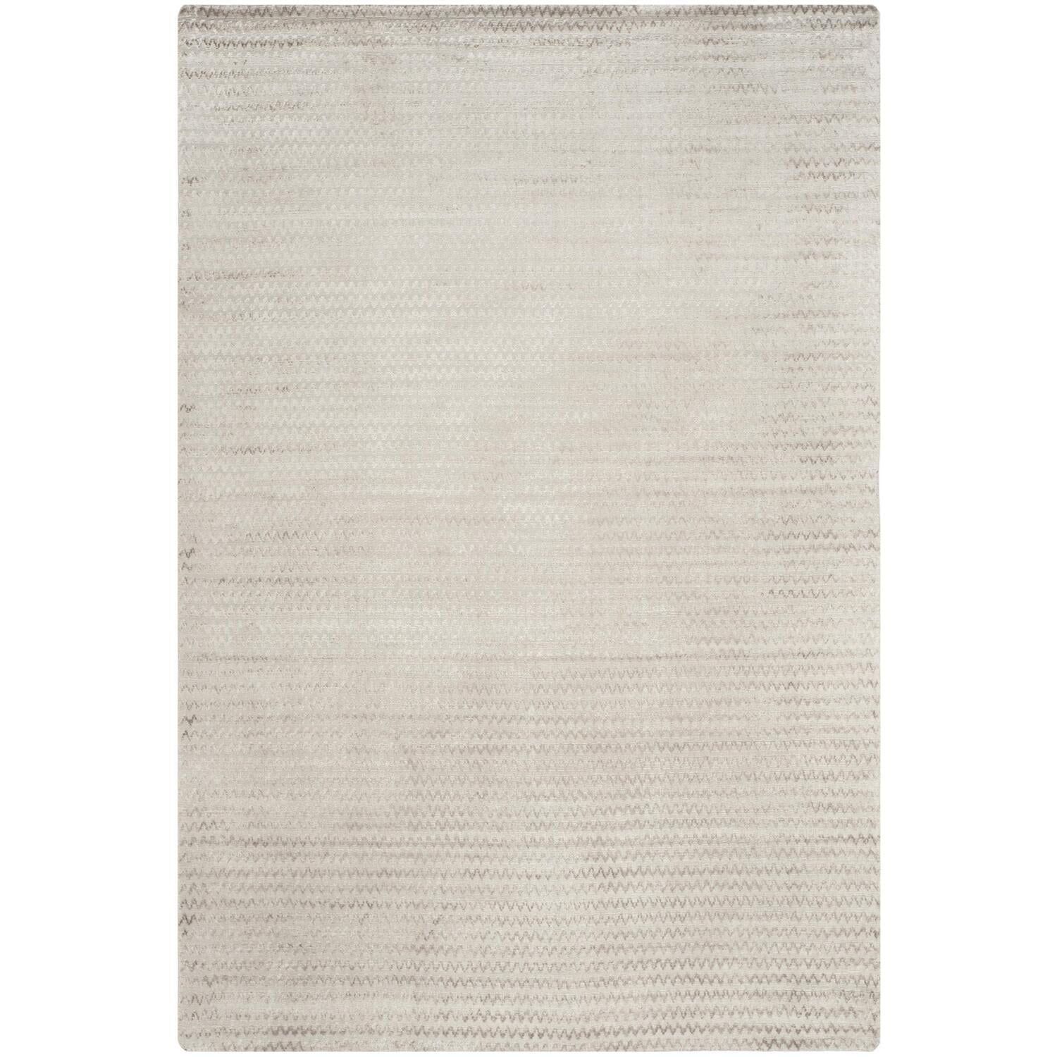 Elegant Mirage Hand-Knotted Gray Wool & Viscose 6' x 9' Rug