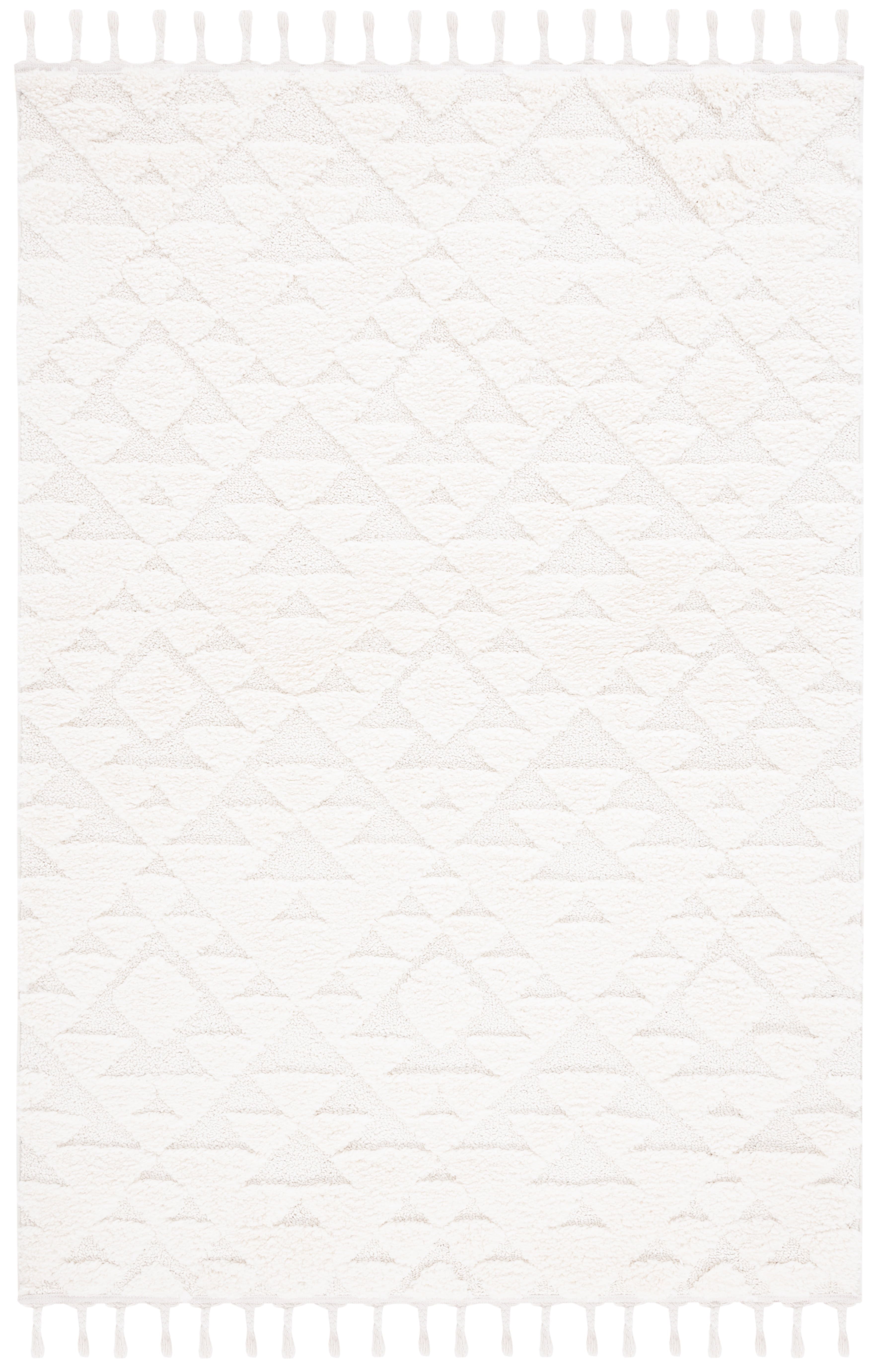 Ivory Diamond Shag Rectangular 8' x 10' Synthetic Rug