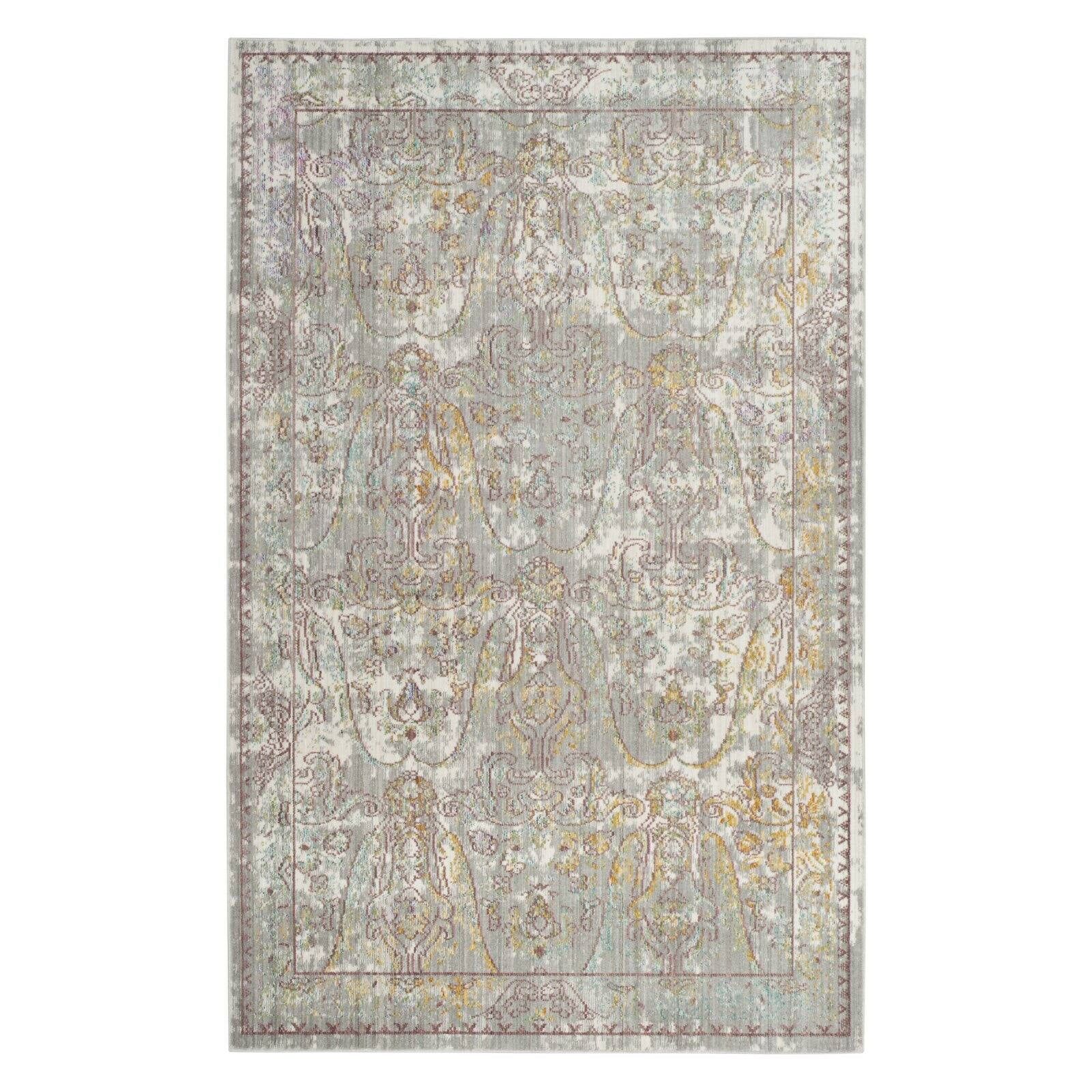 Mystique Grey and Multi-Color 8' x 10' Synthetic Abstract Area Rug