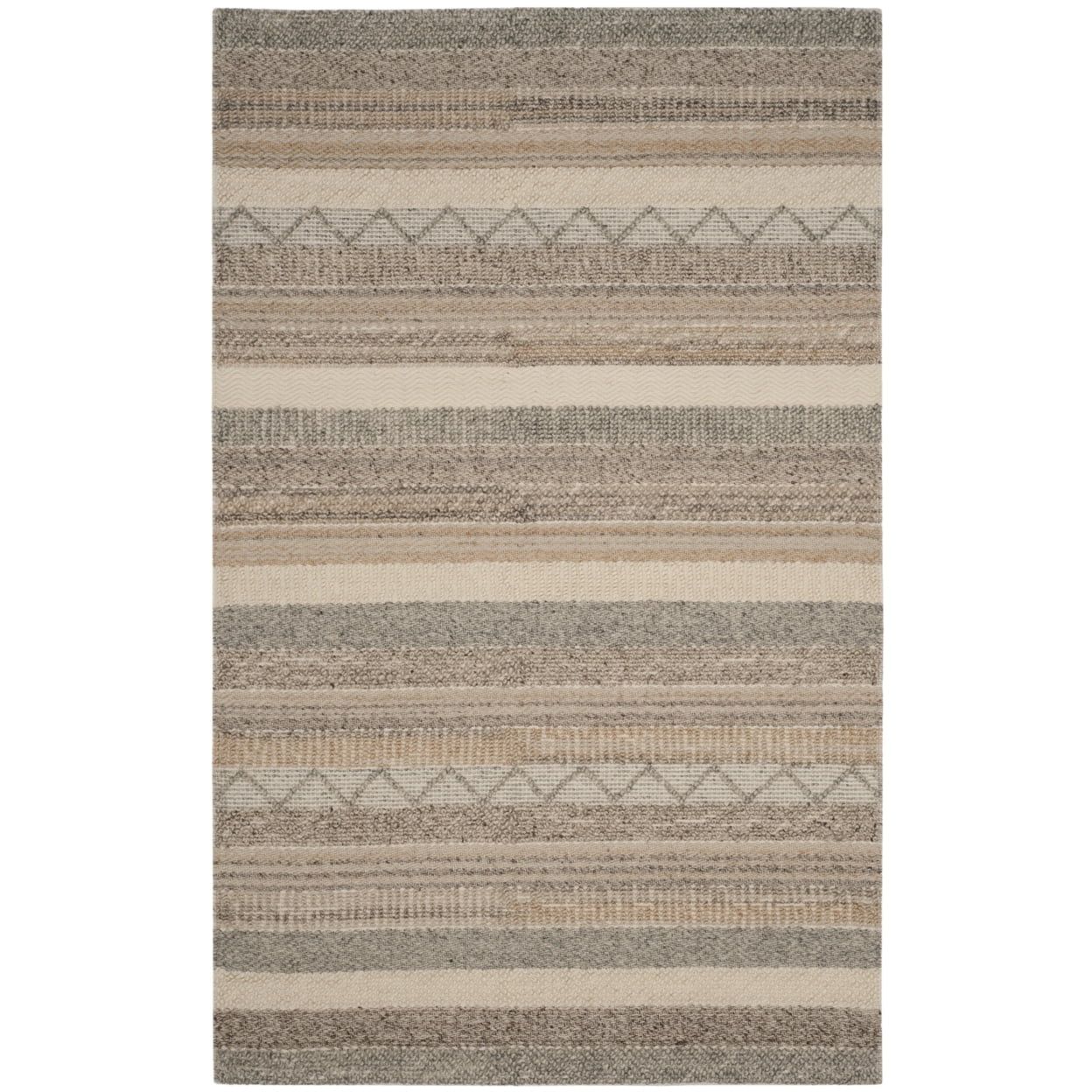 Beige and Gray Hand-Tufted Wool Square Area Rug