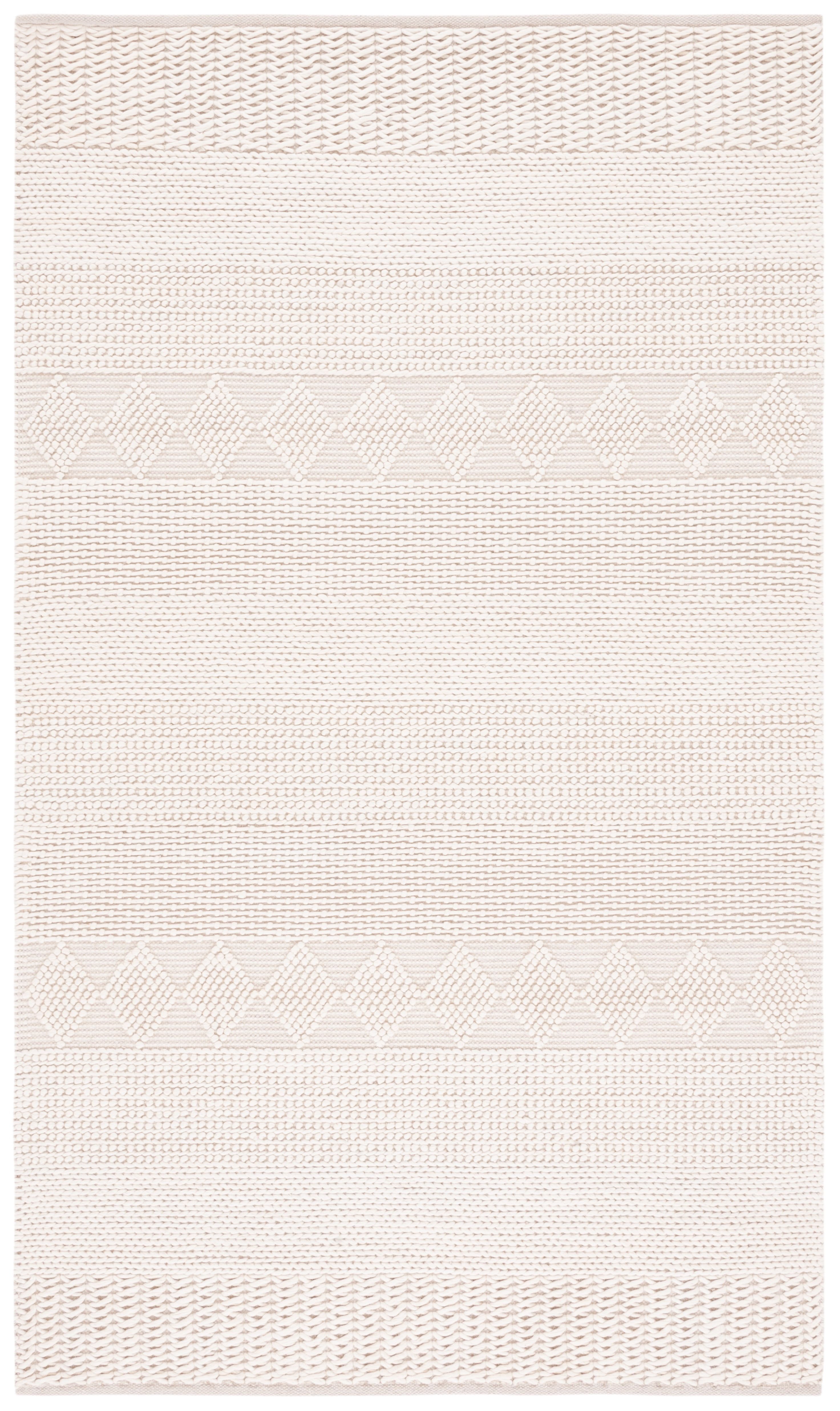 Ivory Flat Woven Hand-Tufted Wool Area Rug, 5' x 8'