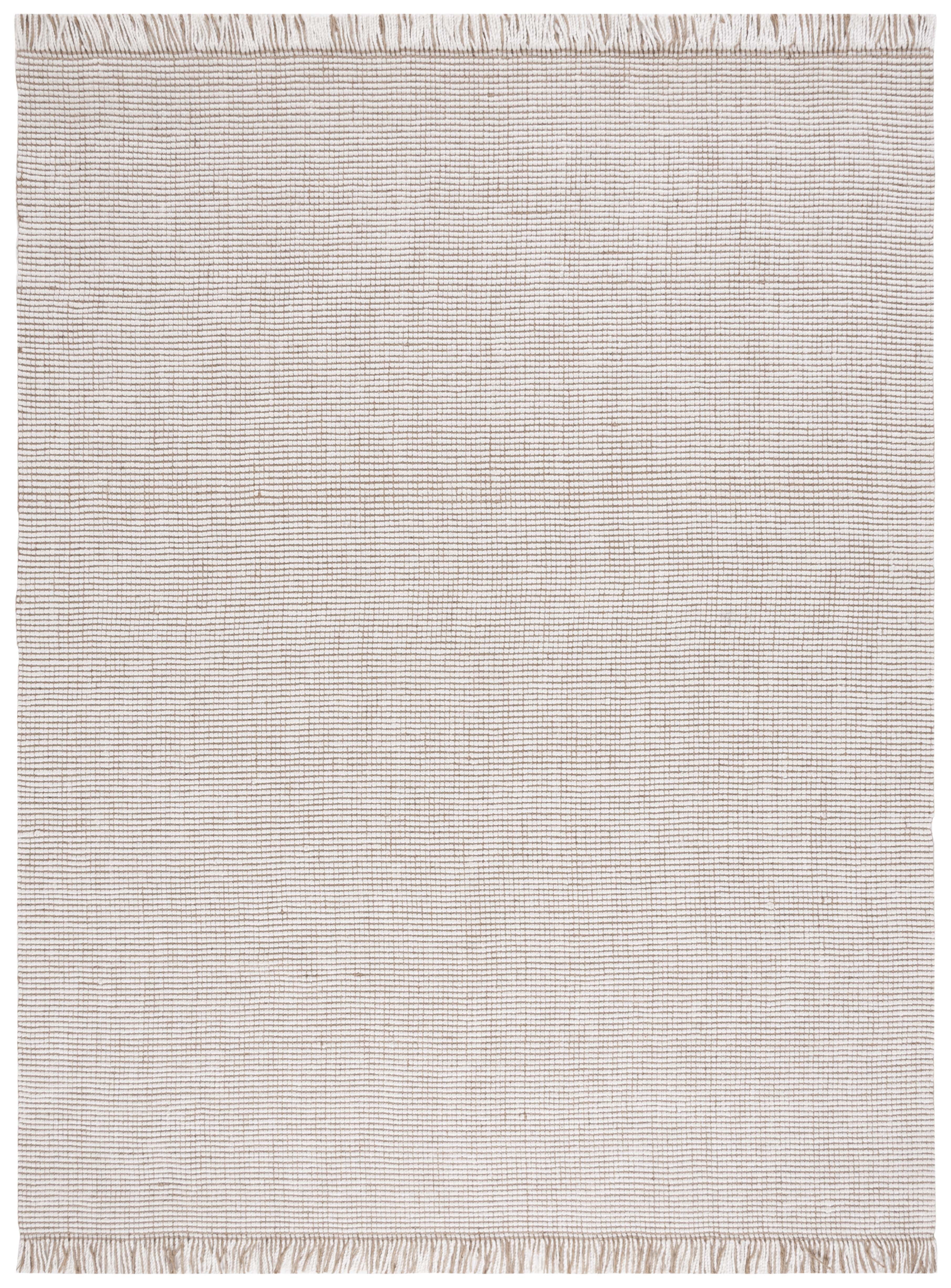 Ivory and Natural Flat Woven Wool Area Rug, 9' x 12'