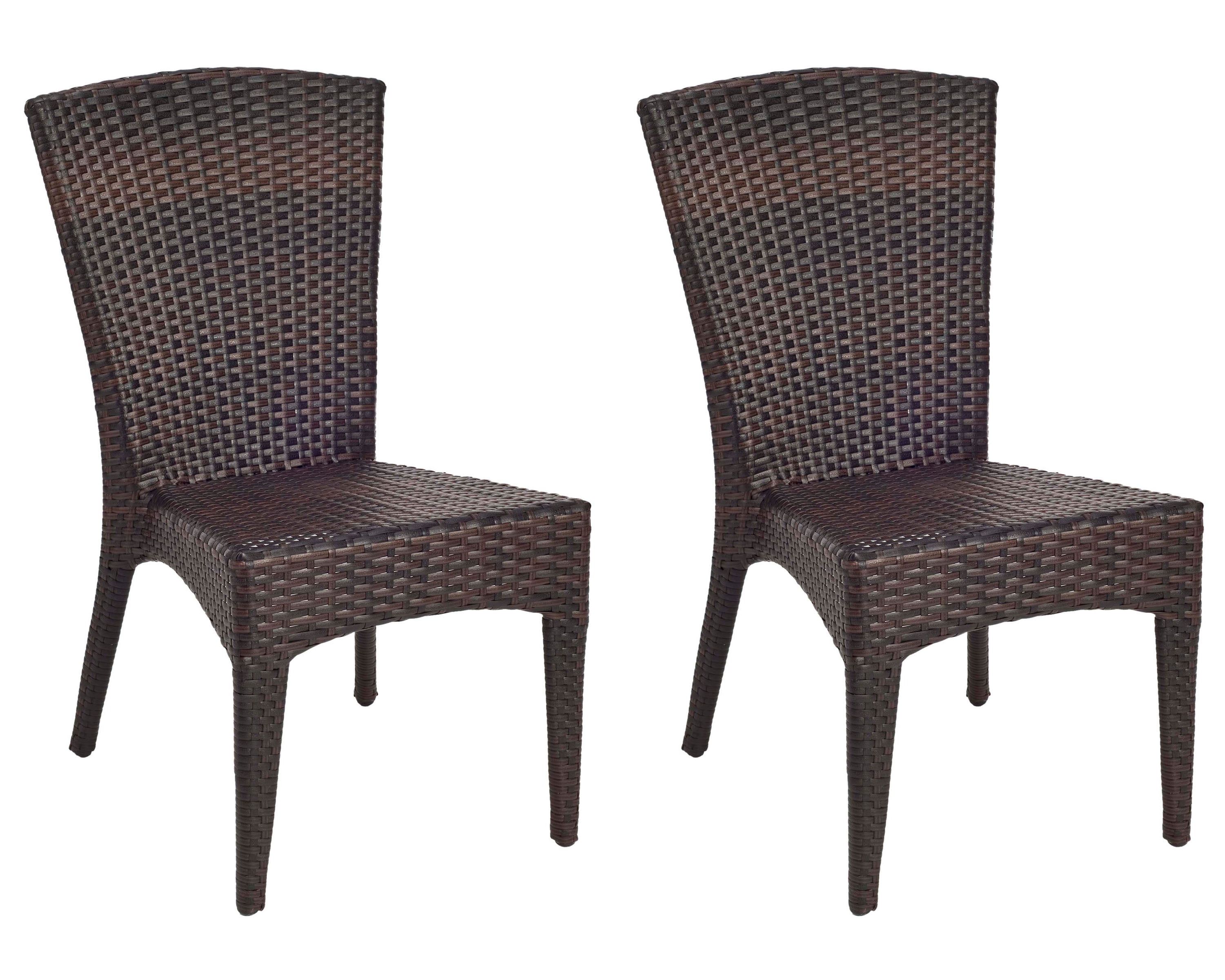 New Castle Black and Brown Wicker Armless Side Chairs, Set of 2