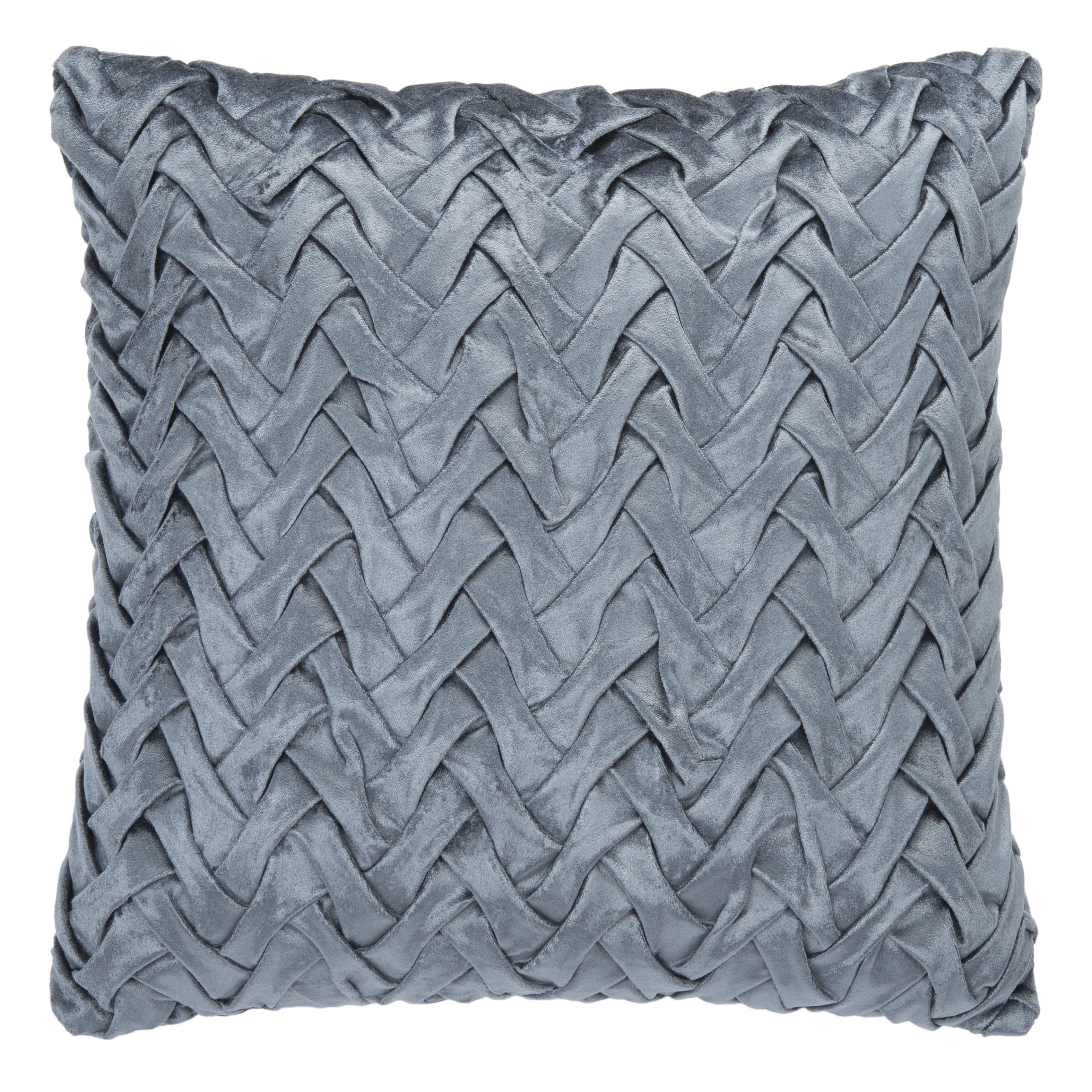 Dusty Blue Chevron Braided Texture 19" Square Throw Pillow