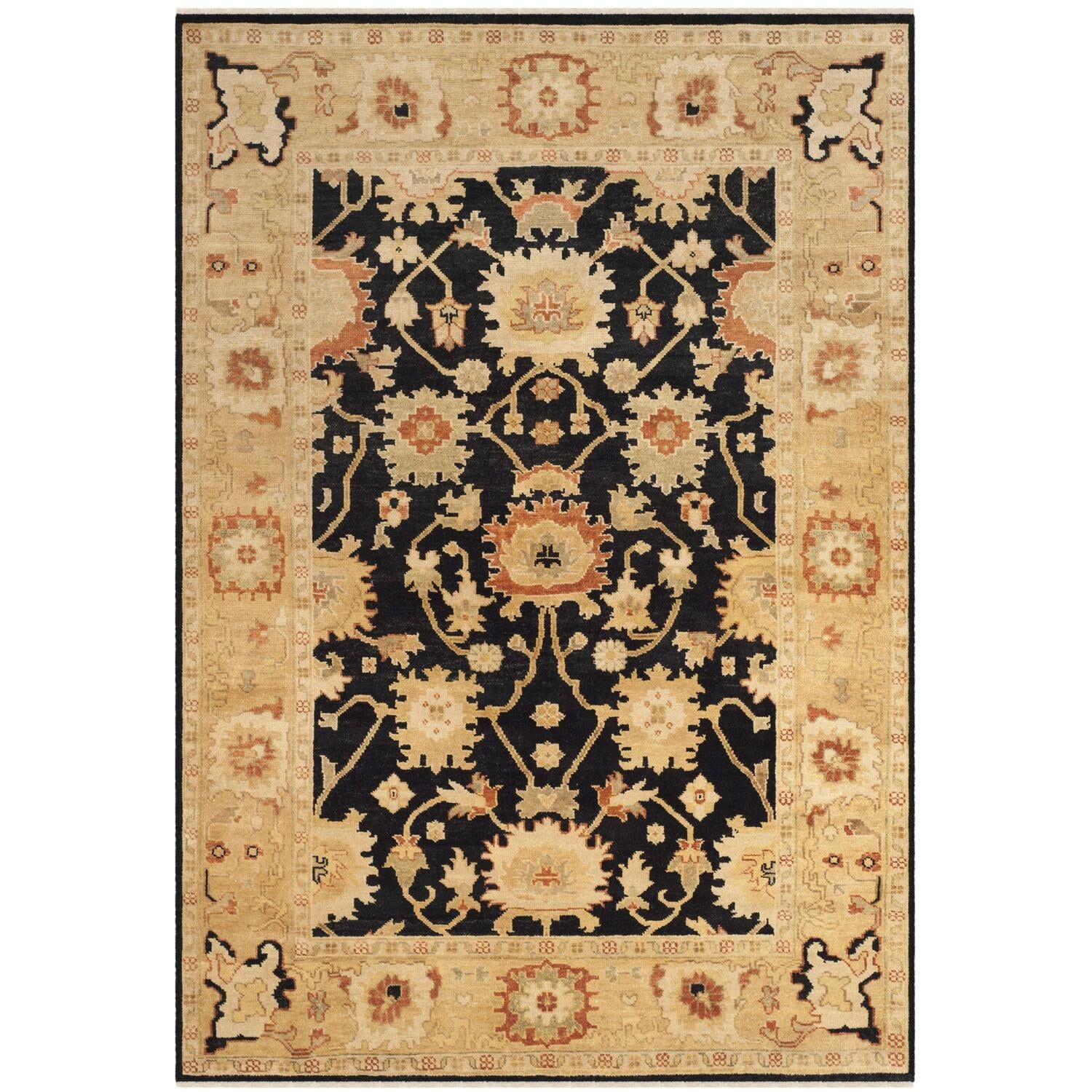 Banbury Hand-Knotted Wool 6' x 9' Rug in Black and Light Gold