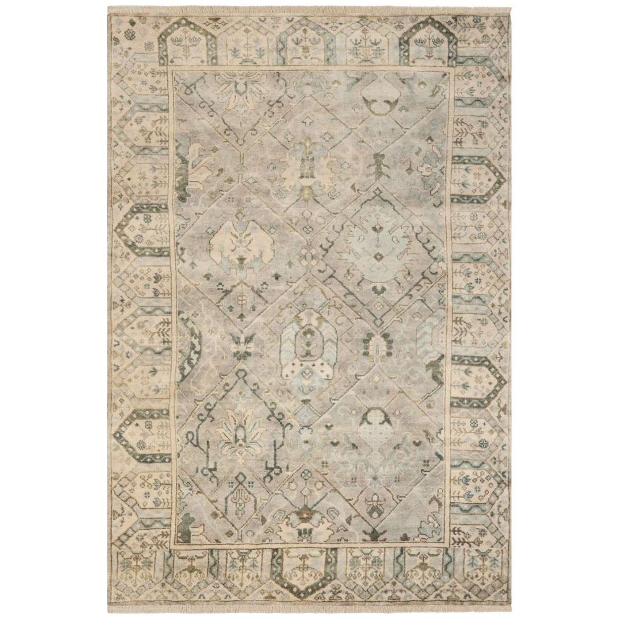 Ivory Hand-Knotted Wool 6' x 9' Area Rug