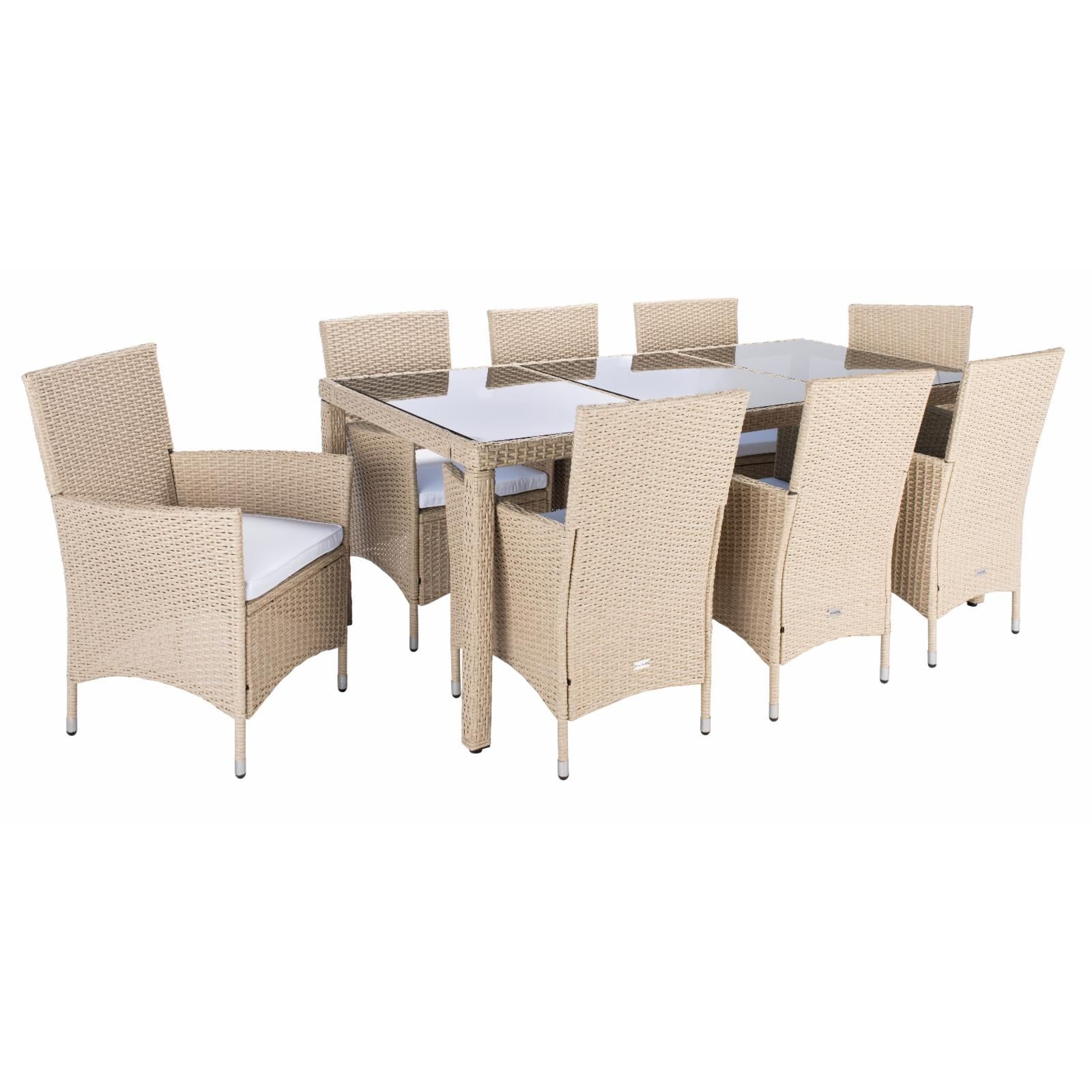 Hailee Beige Wicker 8-Person Outdoor Dining Set with Cushions